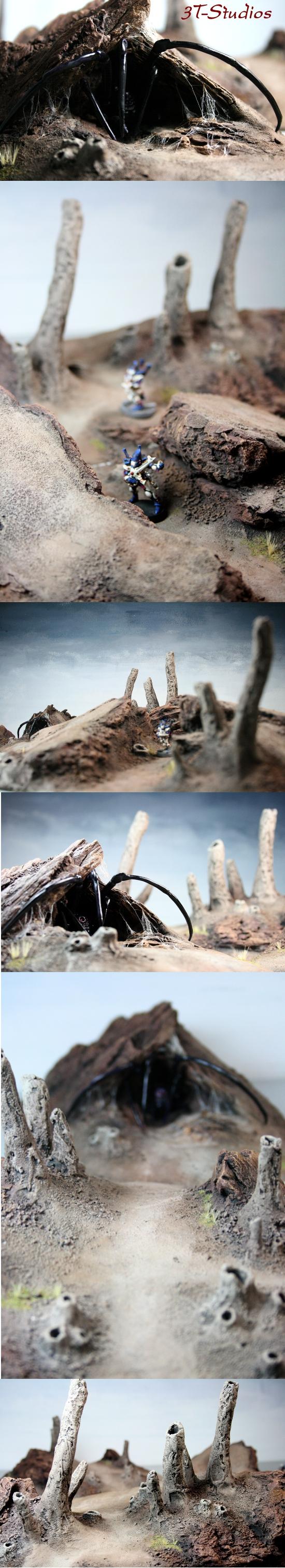 3t, Bug, Burrow, Fumarole, Scratch Build, Spider, Terrain, Wasteland, Web