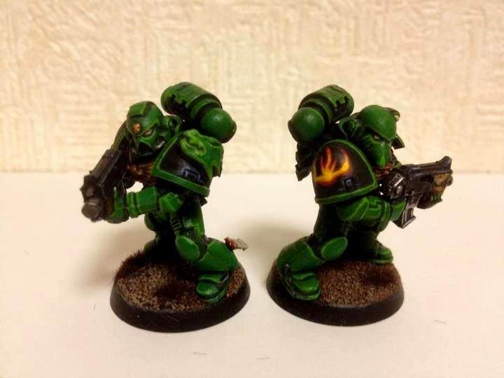 4th company tactical marines will have a fire mark on the right shoulder and the chapters icon on the left