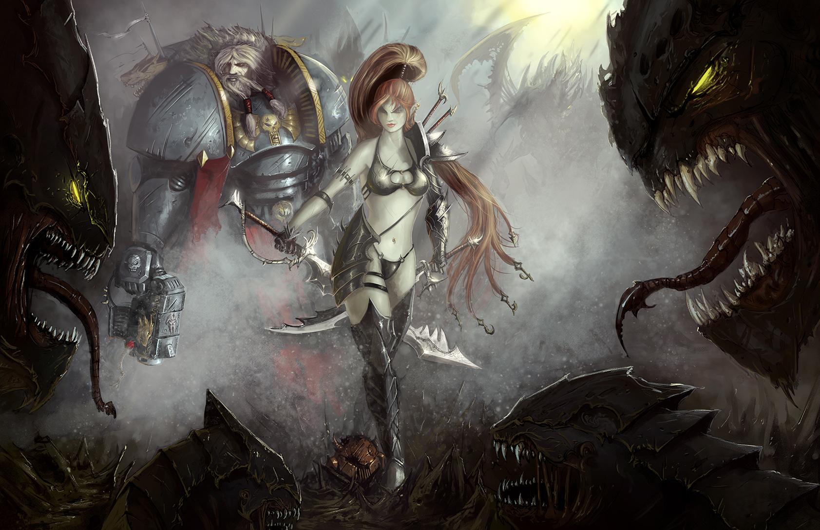 Artwork, Lelith, Painting, Space Wolves, Tyranids, Warhammer 40,000