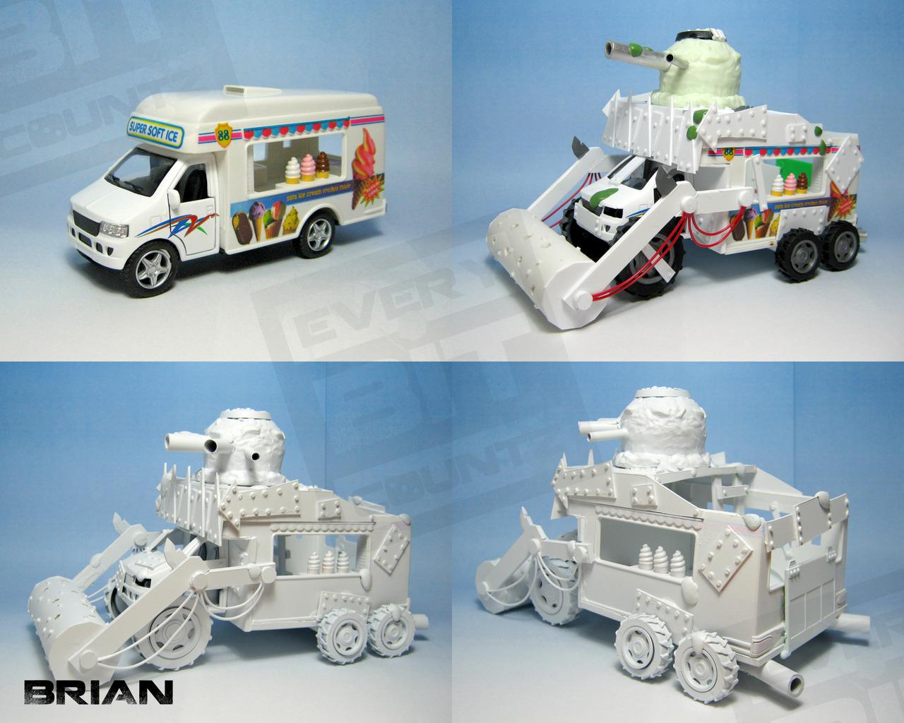 Battlewagon, Blue Skin, Deff Rolla, Every Bit Countz, Ice Cream Truck, Orks, Warhammer 40,000, Winter Orks, Work In Progress