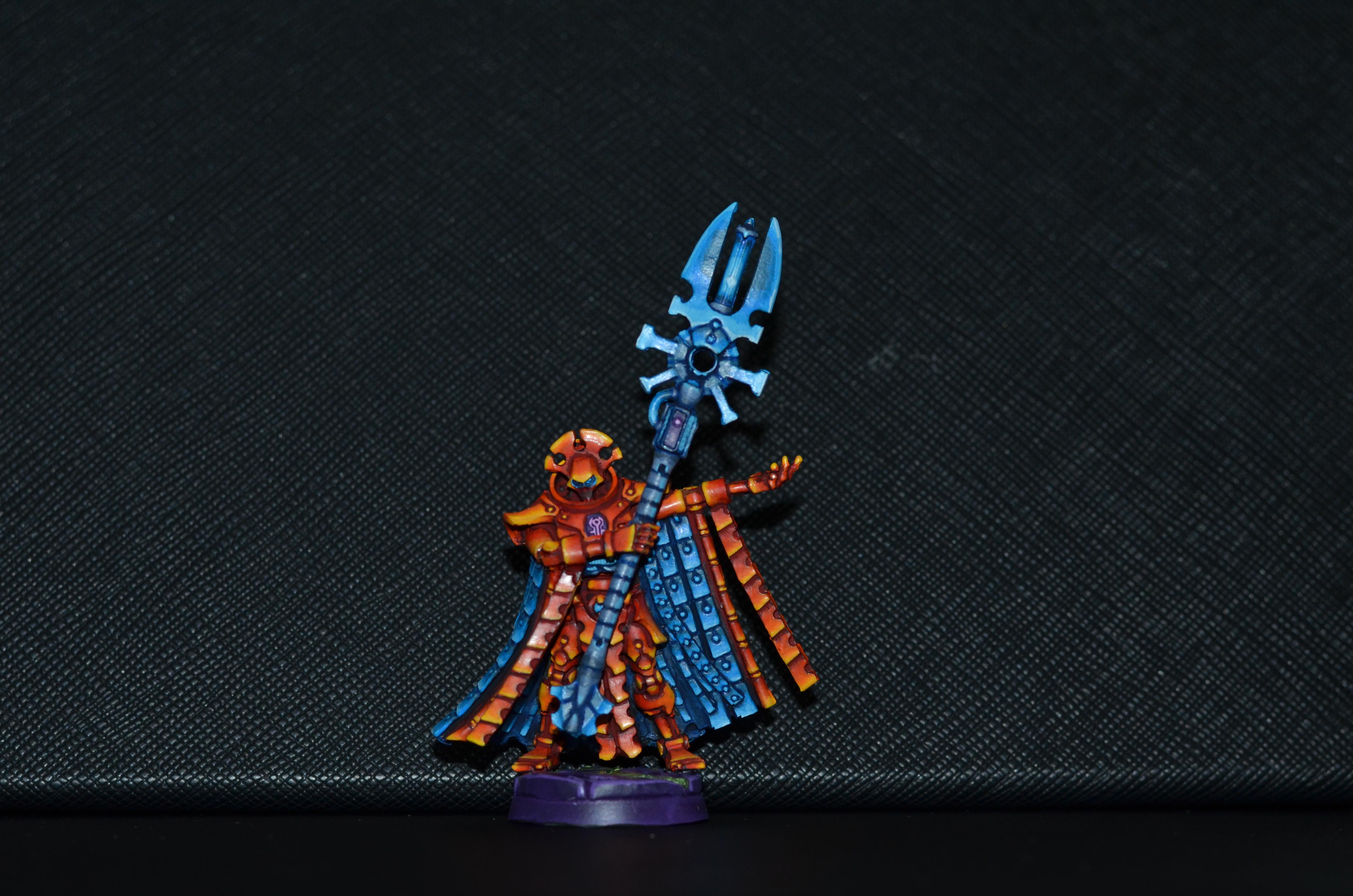 Blue, Glow, Headquarters, Magma, Necron Lord, Necrons, Original Paintscheme, Red, Shading, Warhammer 40,000