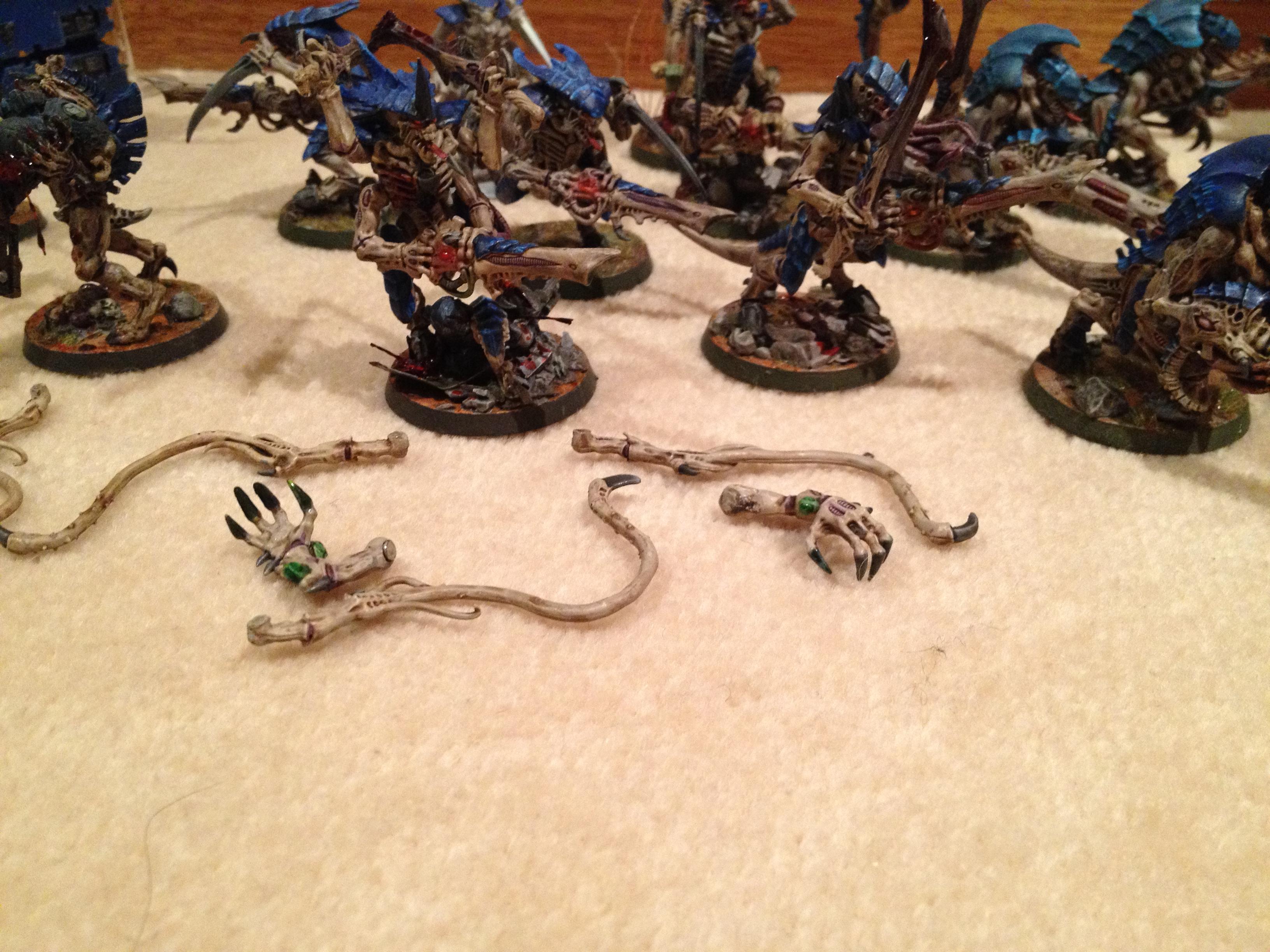 Various loadouts infront of warriors, lash whips, boneswords, scything talons. All magnetized