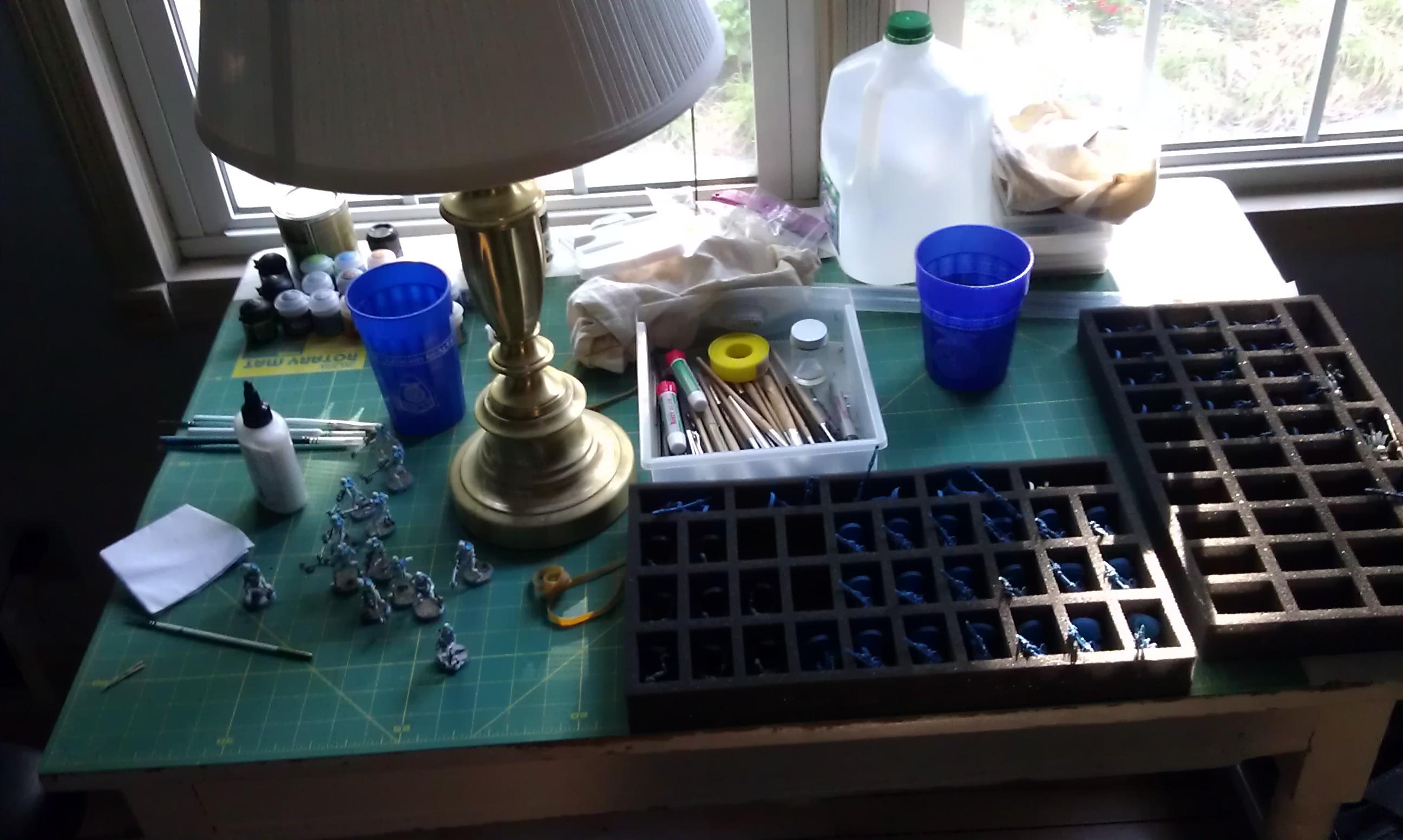 Painting Table :) much better than the living room dining table