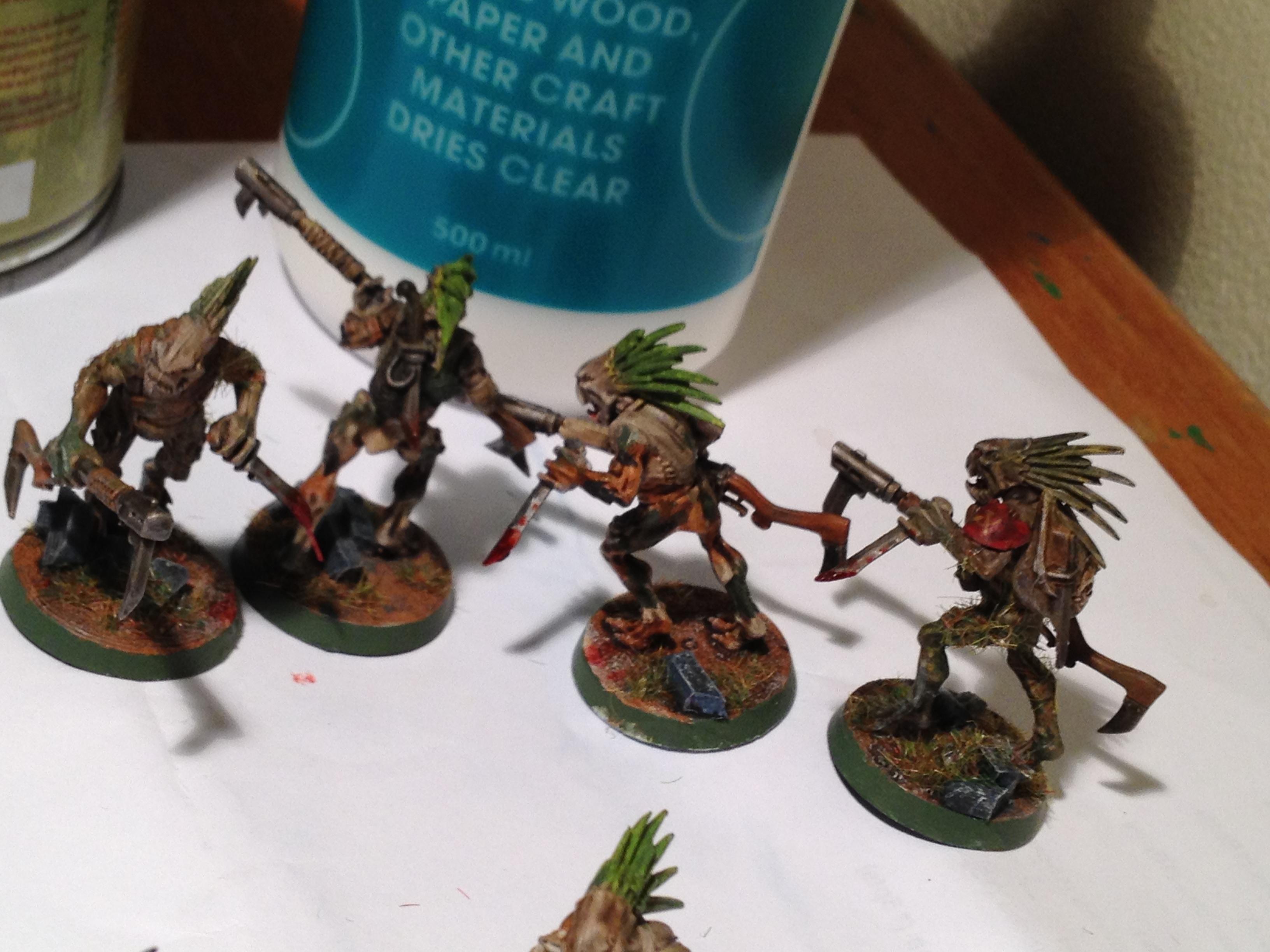 Here is a set of Kroot, bloodied weapons