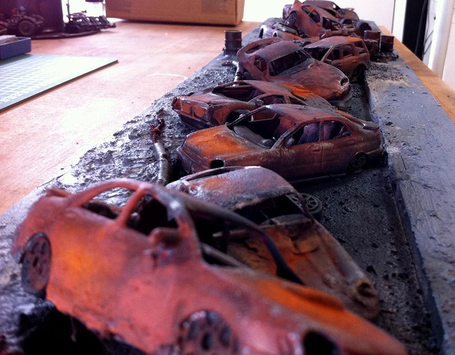 Cars, Necromunda, Road, Terrain, Work In Progress, Wreck