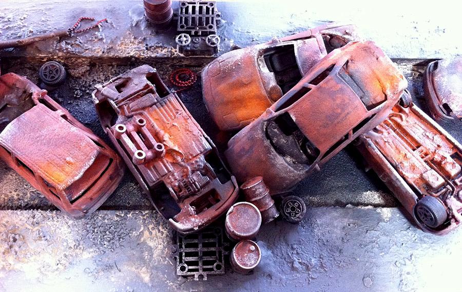 Cars, Necromunda, Road, Terrain, Work In Progress, Wreck