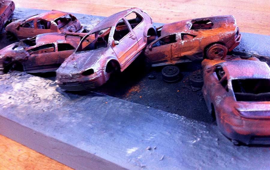 Cars, Necromunda, Road, Terrain, Work In Progress, Wreck