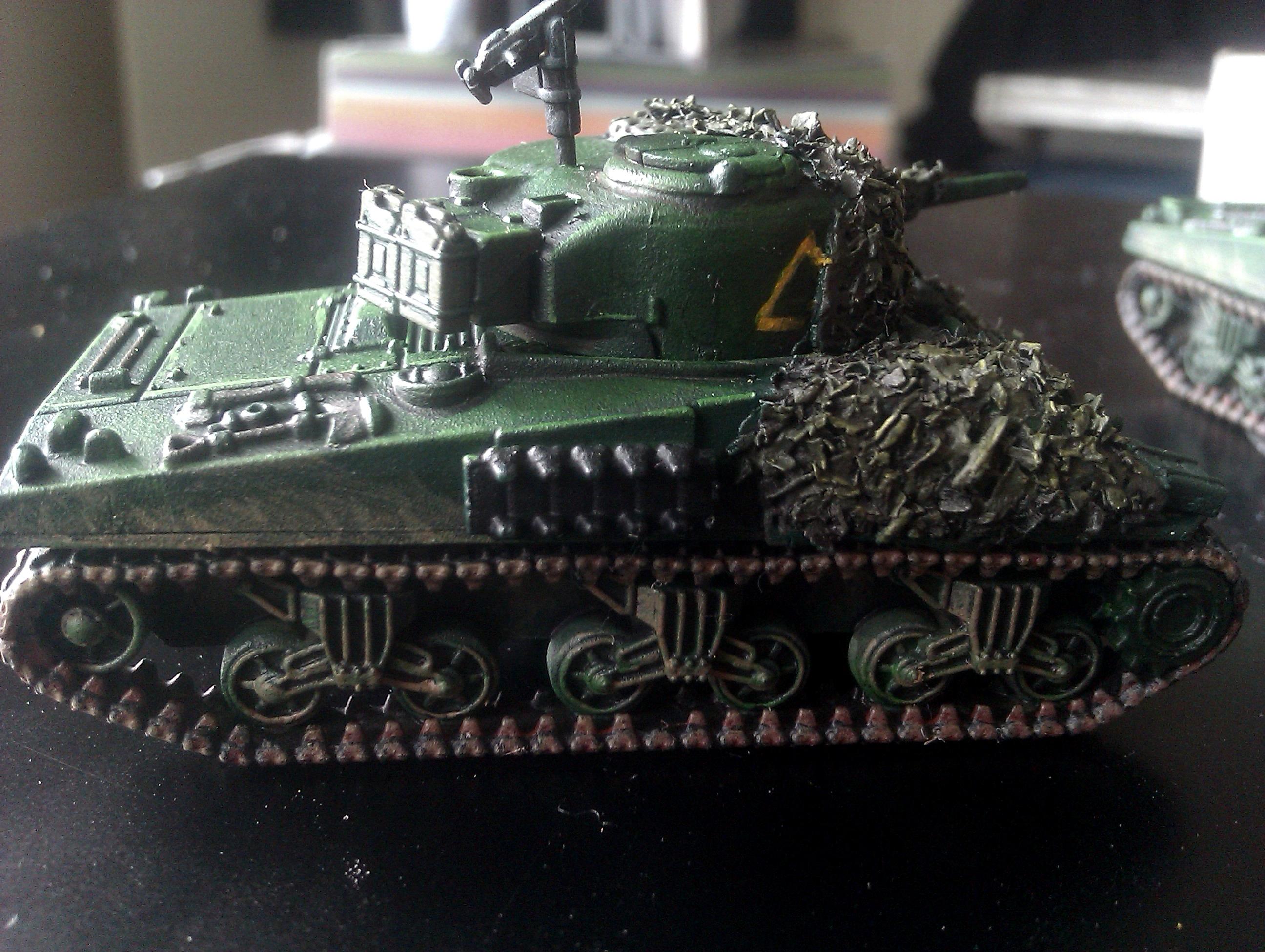 15mm, British, Camouflage, Company, Fireflies, Firefly, Flames, Net, Of, Plastic, Sherman, Soldier, War
