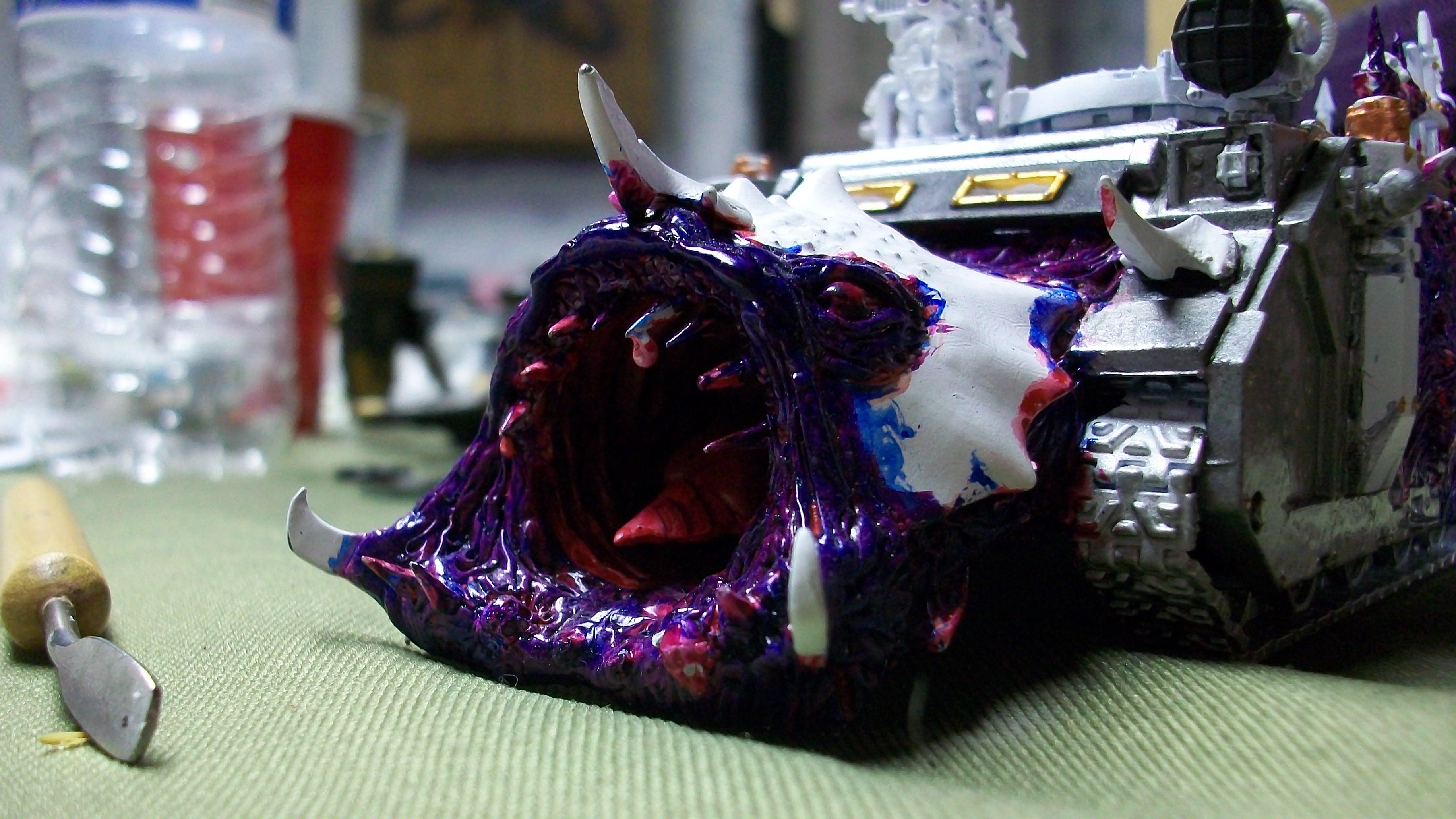 Custom, Greenstuff, Judecca's Ostricized, Khorne, Possessed, Rhino, Work In Progress