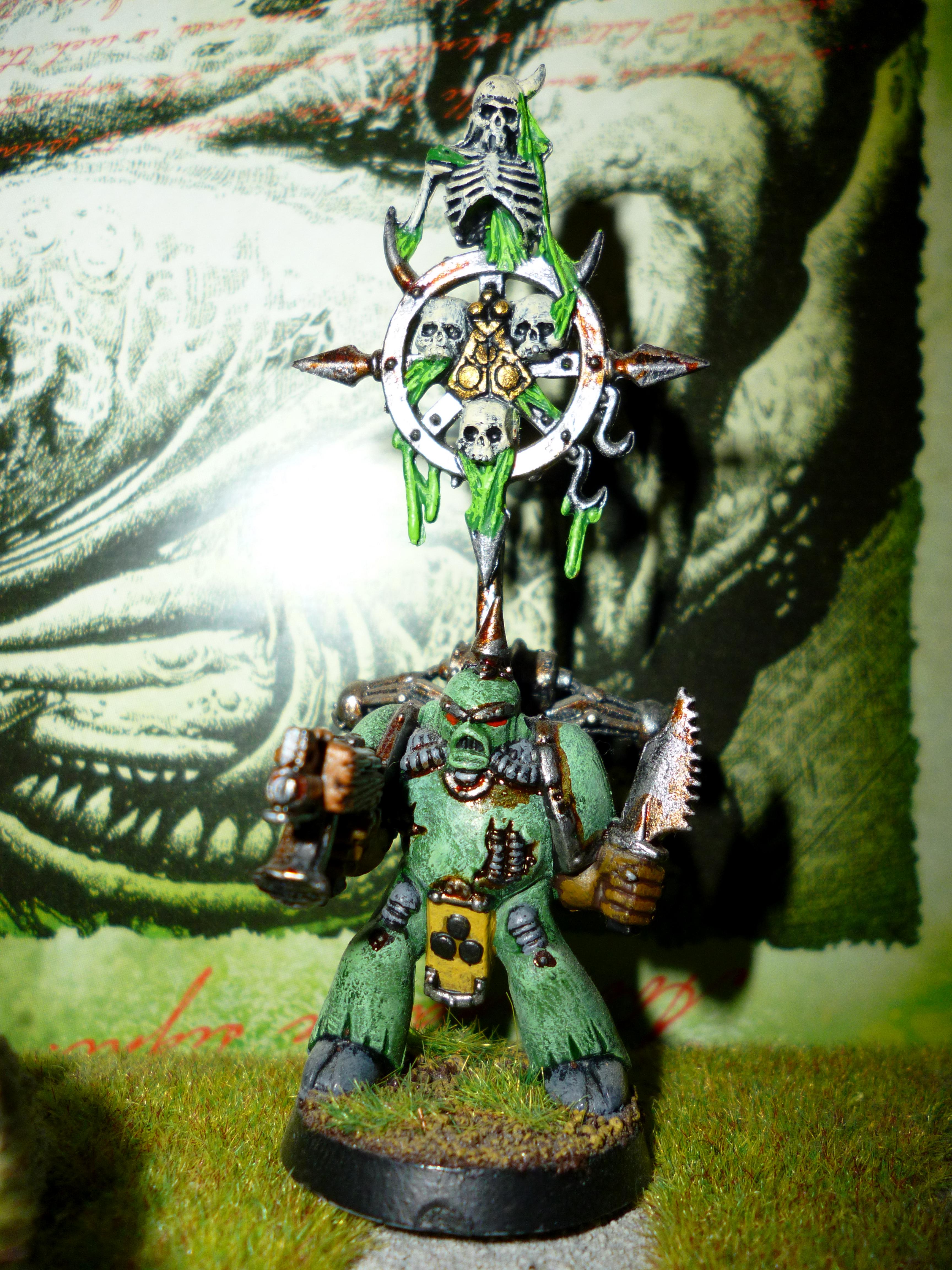 Chaos, Nurgle, Plague Marine Icon Bearer, Space Marines