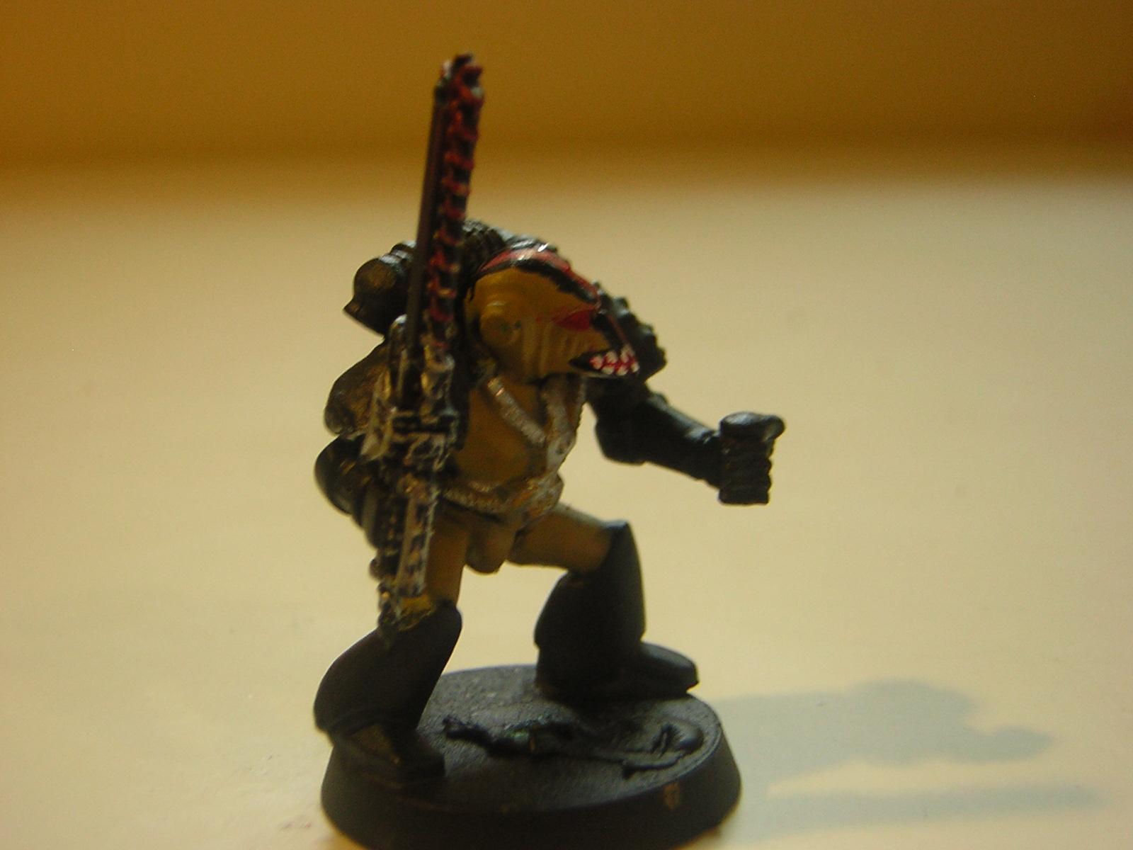 The sergeant with a shark mouth on his helm