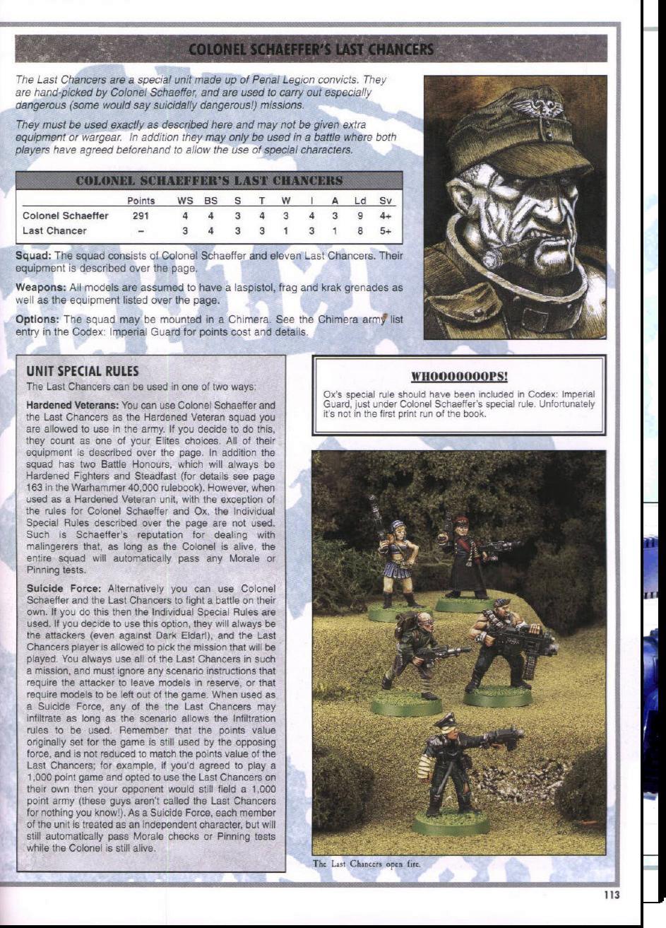3rd Edition, Copyright Games Workshop, Imperial Guard, Last Chancers, Penal Legion