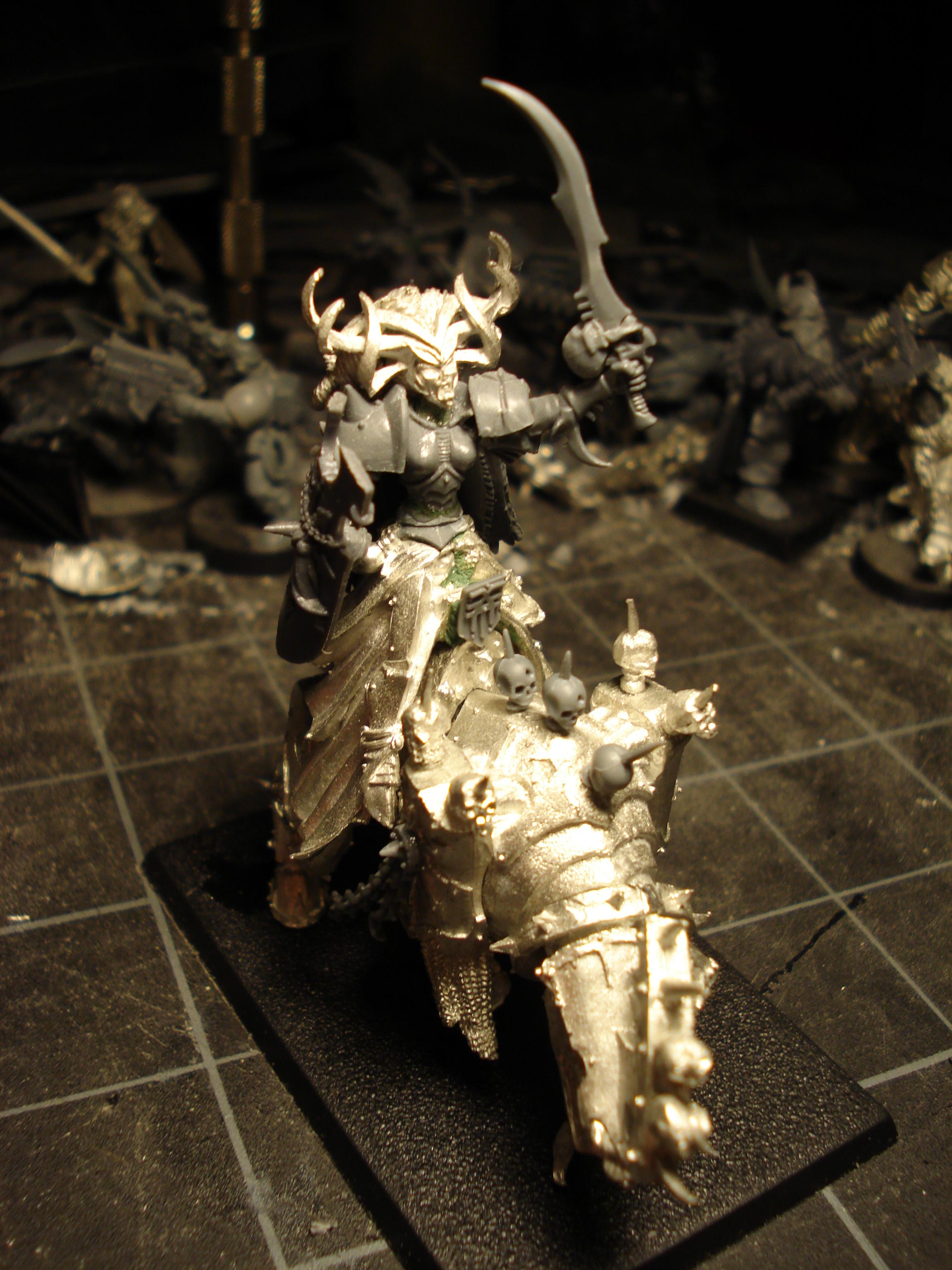 Blade, Chaos, Dark Elves, Female, Juggernaught, Khorne, Lord, Mount, Mounted, Warriors, Warriors Of Chaos, Warshrine