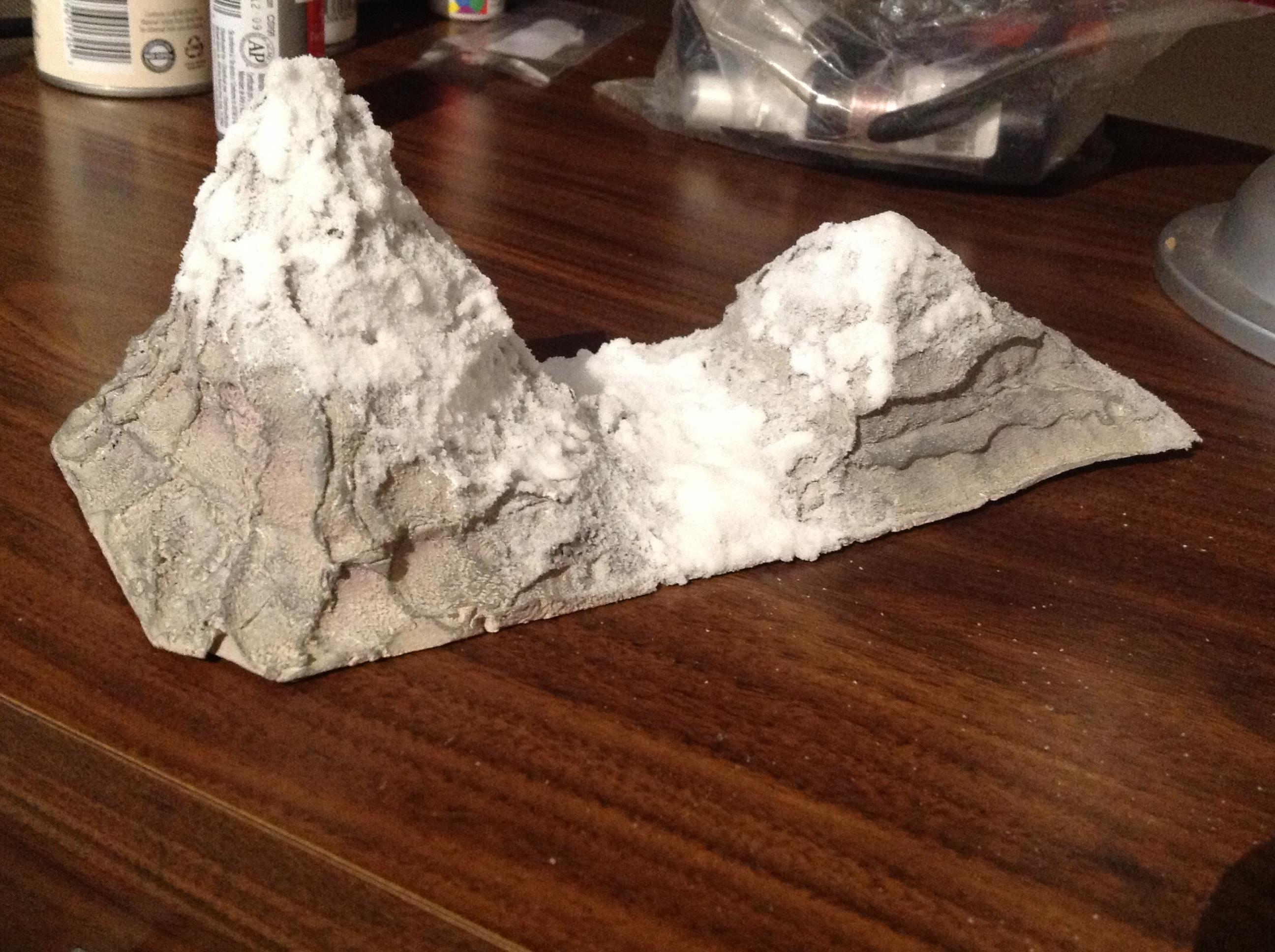Finished rock mounds with snow