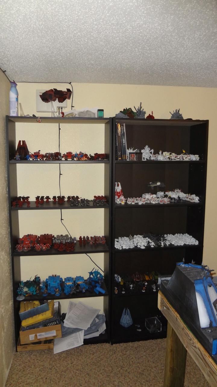 Collection shot. Left bookshelf is mine. The right is shared by a couple friends. 