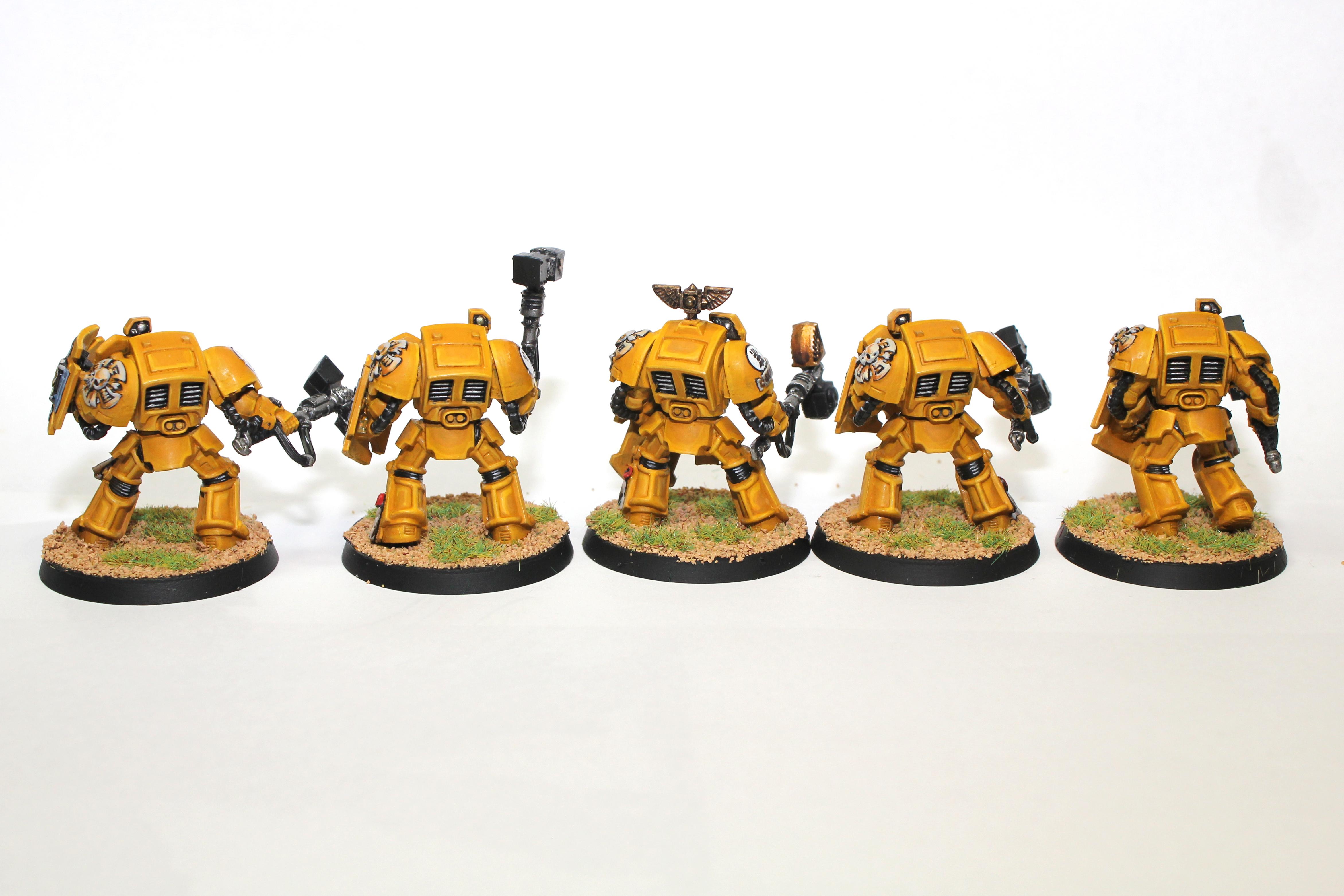 Imperial Fists, Space Marines, Storm Shields, Terminator Armor, Thunder Hammers