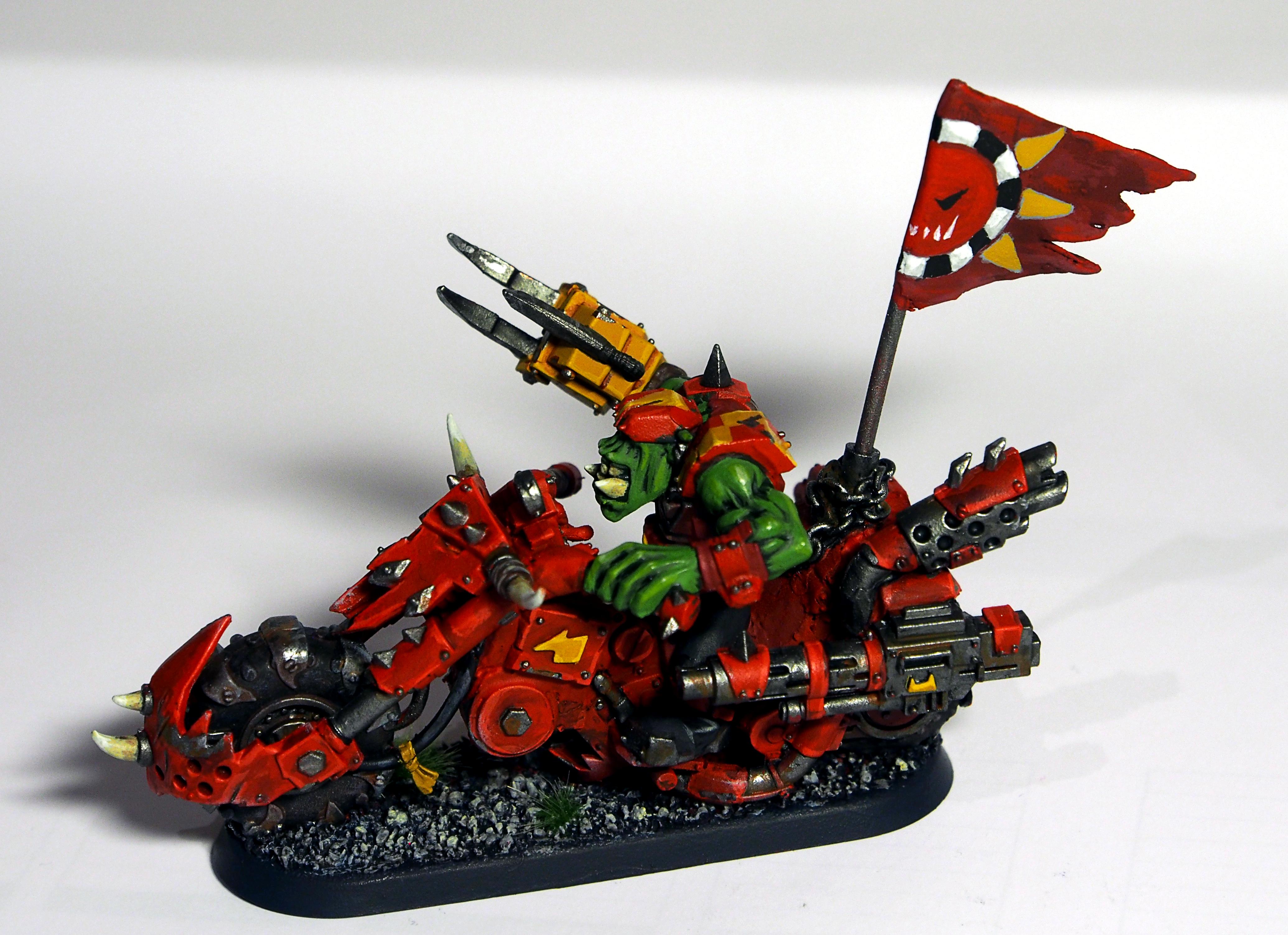Bike, Evil Suns, Evil Sunz, Flag, Freehand, Orks, Red, Warbikers