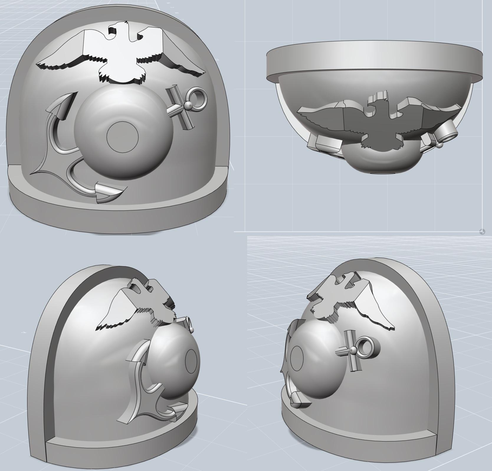 3d Model, 3d Printer, Commision, Shoulder Pad, Space Marines, Usmc