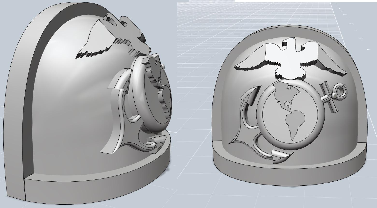 3d Model, Commision, Shoulder Pad, Space Marines, Usmc