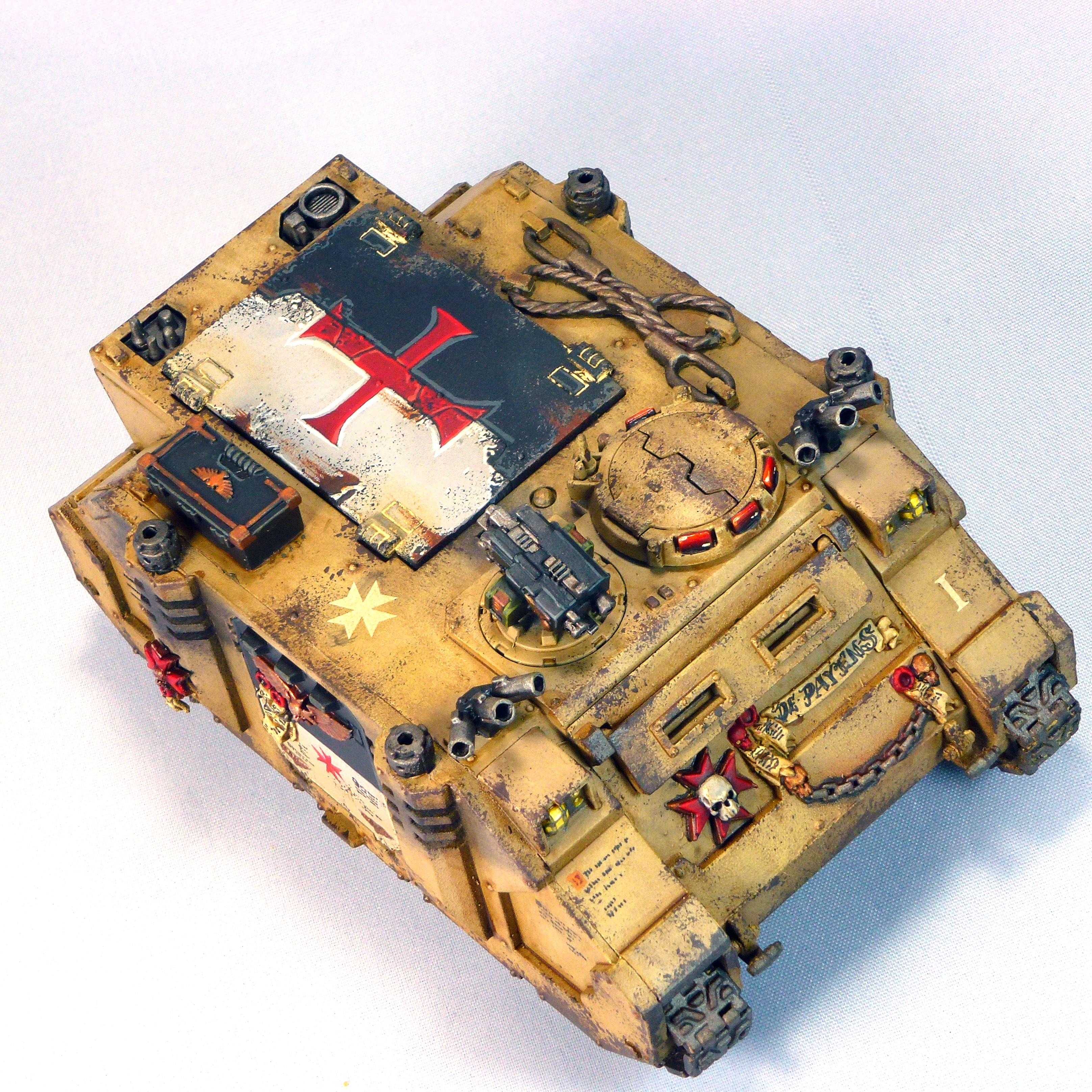 Desert, Knights, Lascannon, Razorback, Rhino, Sand, Space, Space Marines, Tan, Tank, Templar, Vehicle, Weathered, Yellow