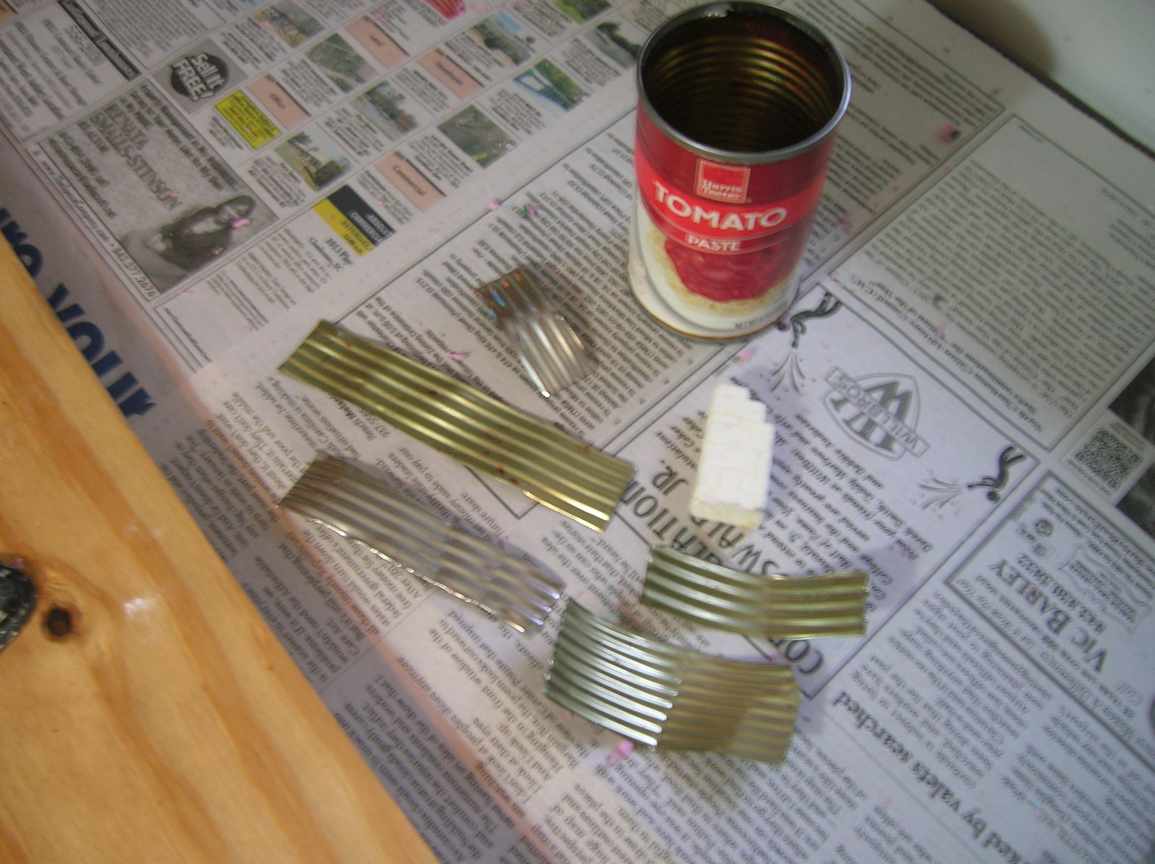 cut up soup cans make great corrogated metal
