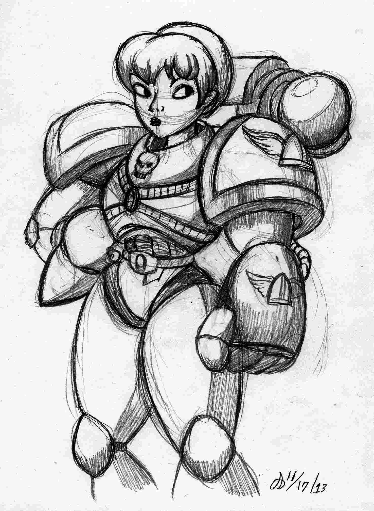 Female, Power Fist, Space Marines
