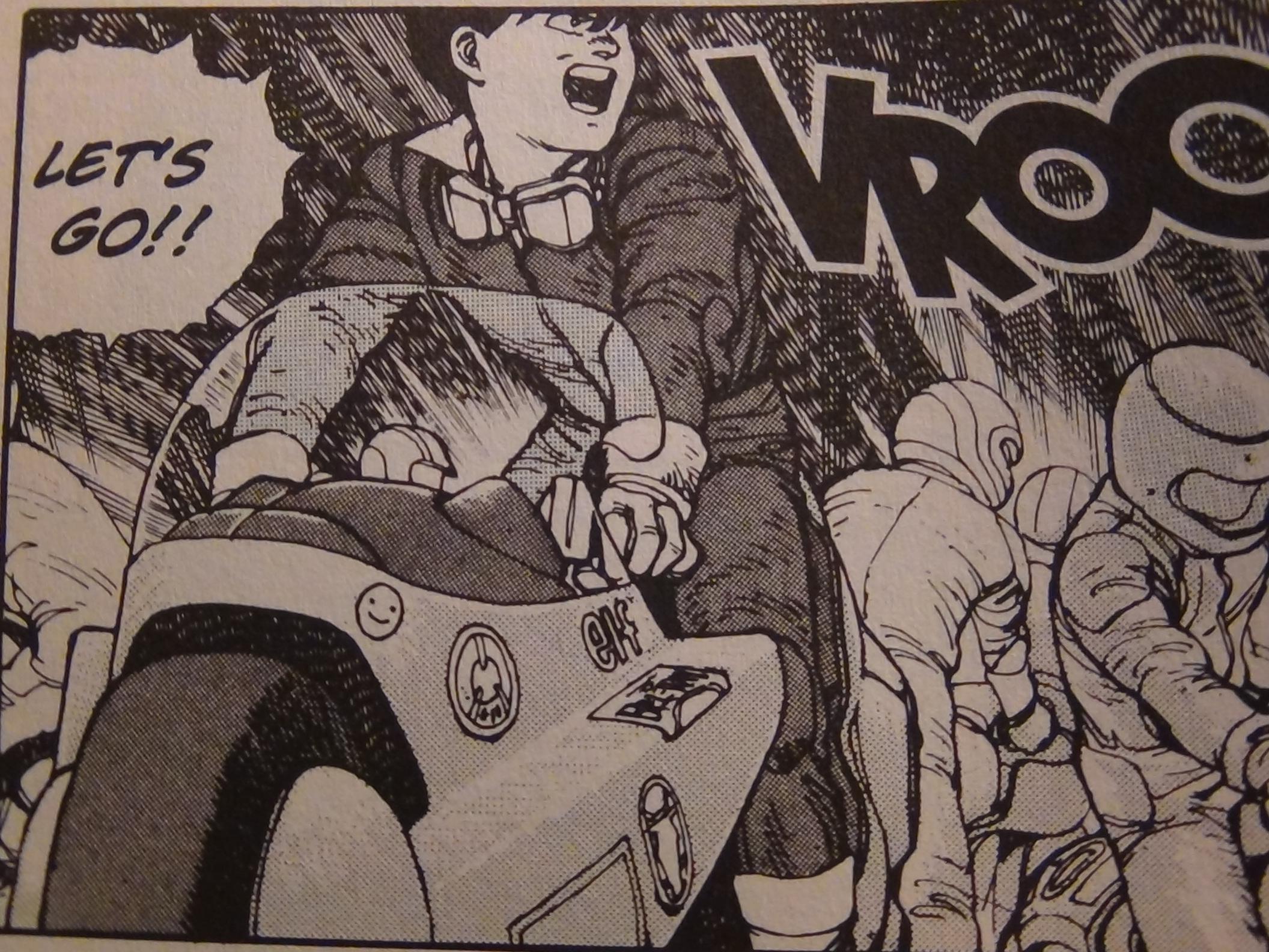 Some panels were left alone to preserve the flow of the story. This lead to some confusion about the stickers on the bike