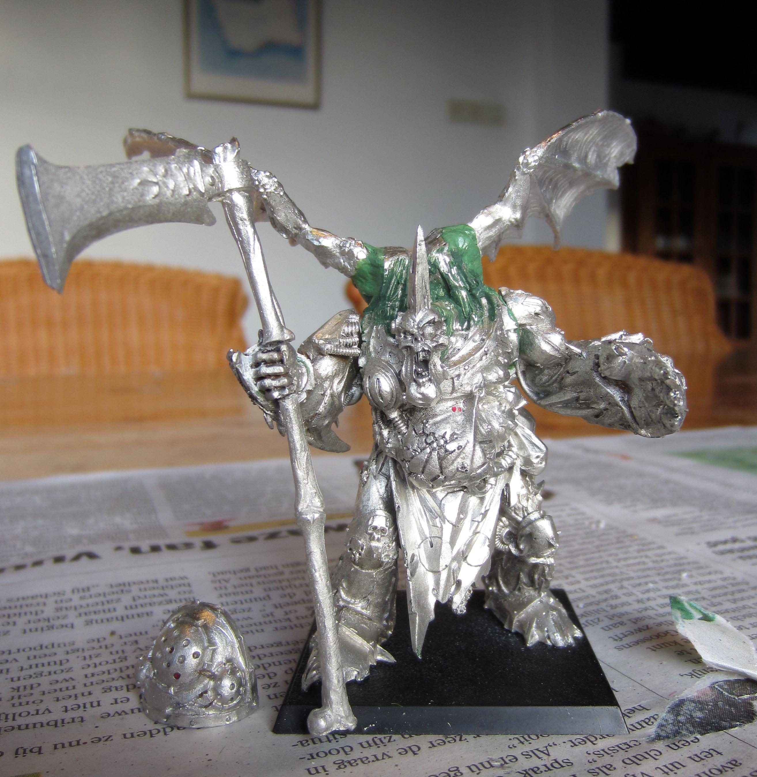 Chaos, Daemon Prince, Daemons, Greenstuff, Nurgle, Scythe, Winged, Work In Progress