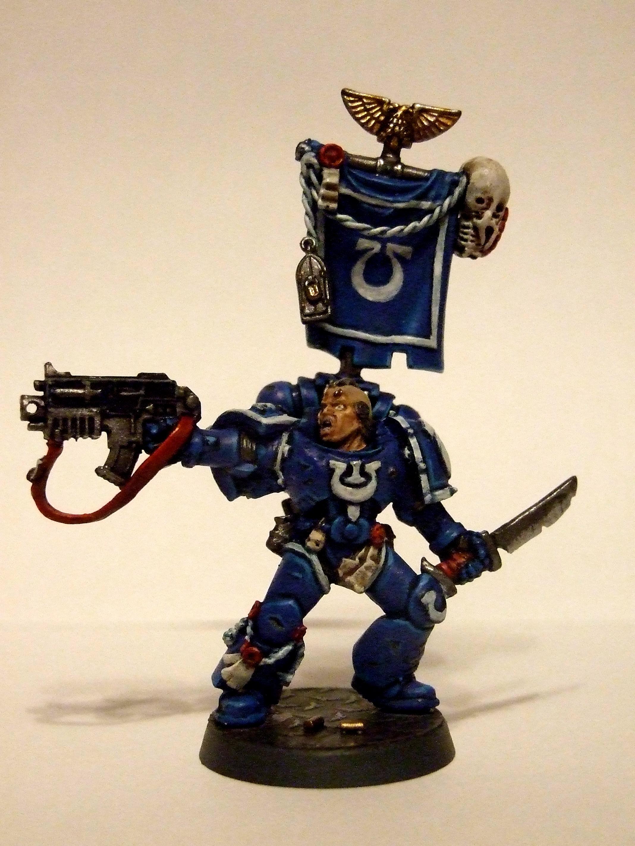 Banner, Battle Brother, Battle Damage, Bolter, Imperial, Seargent, Skull, Space Marines, Tyrannic War, Ultramarines, Veteran, Warhammer 40,000