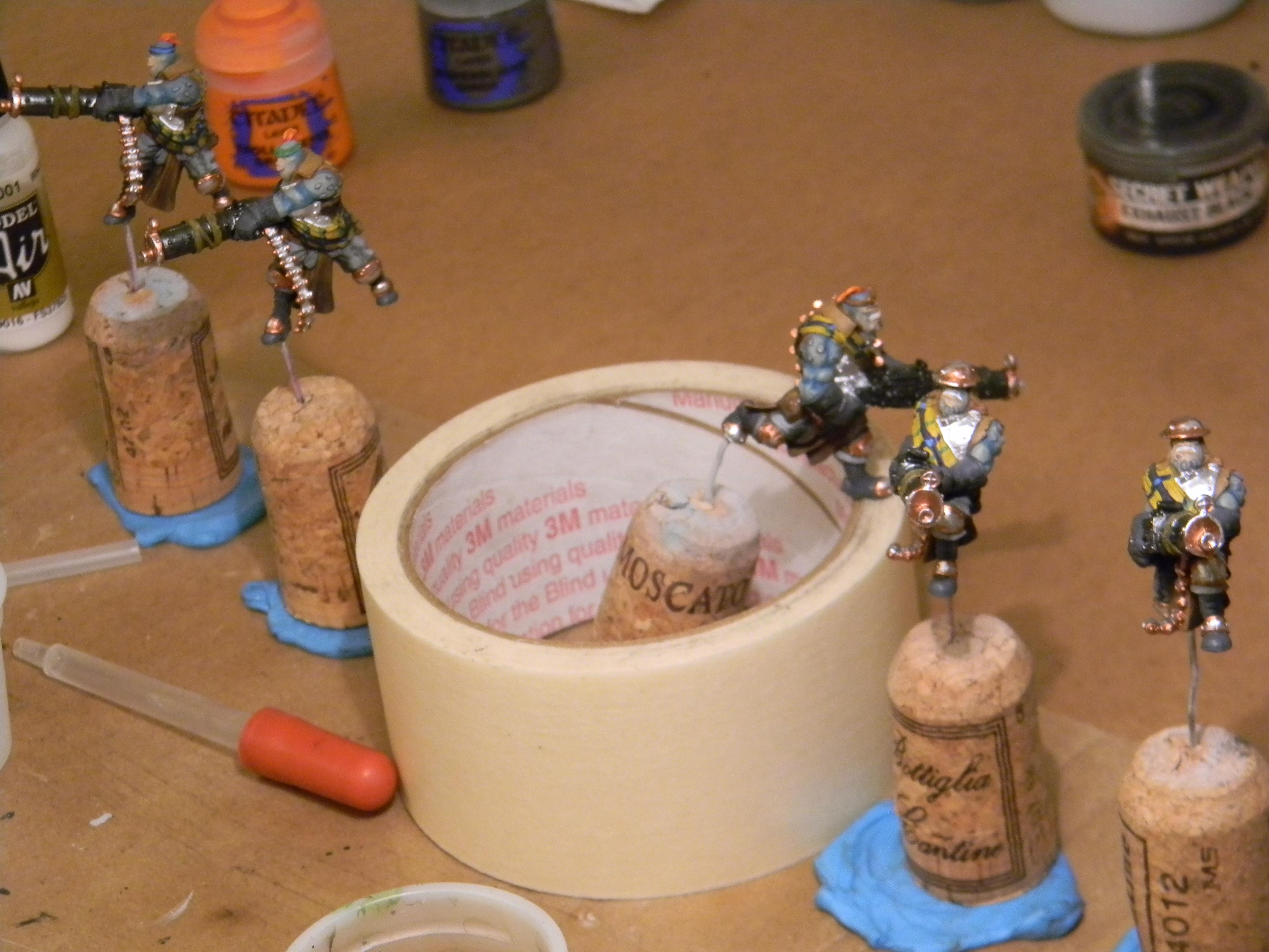 In case you are wondering, I have to use the roll of tape to keep the unit leader from falling over... I should have double pinned him