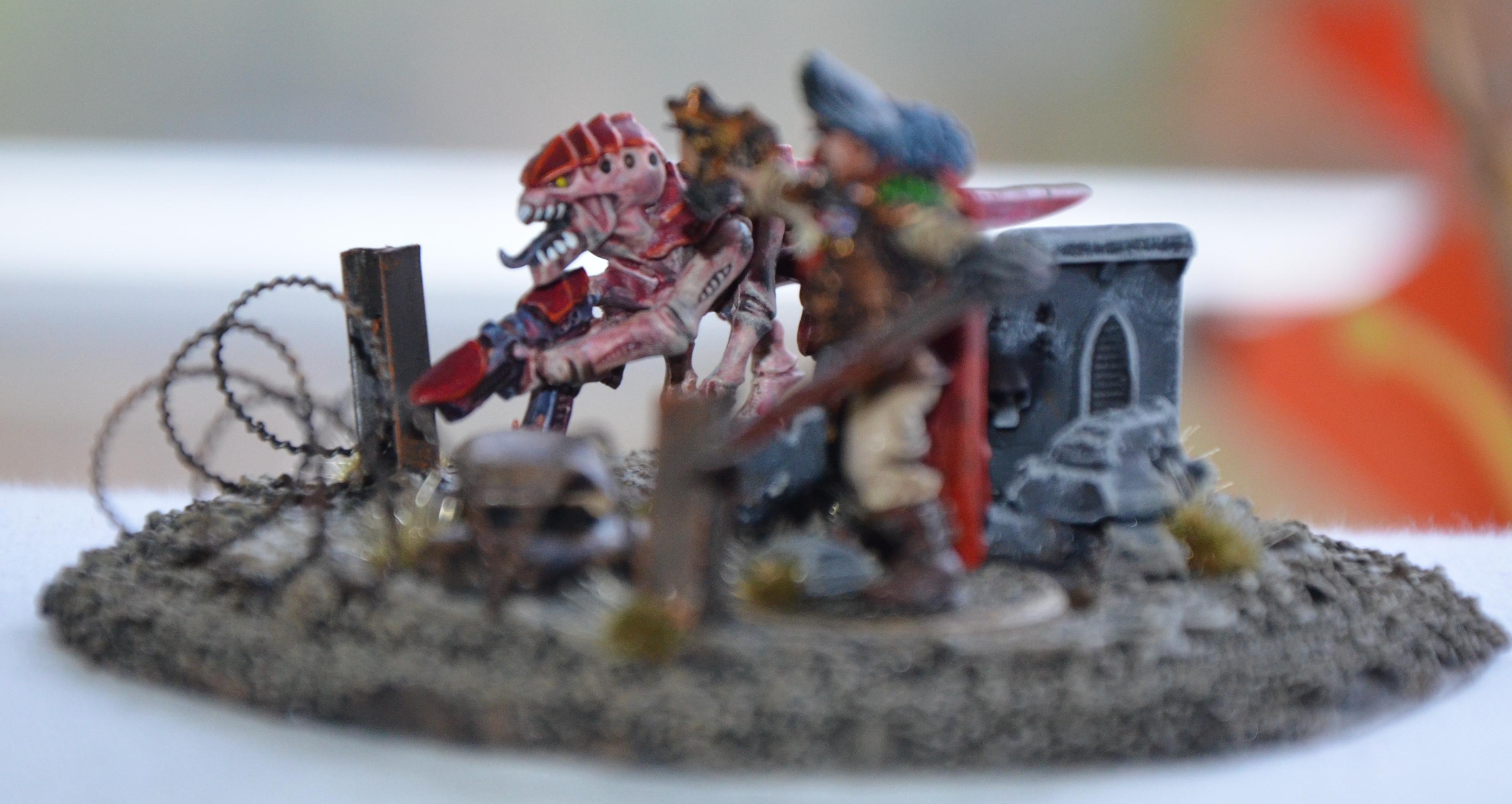 Commissar, Diorama, Fight, Imperial Guard, Tyranids