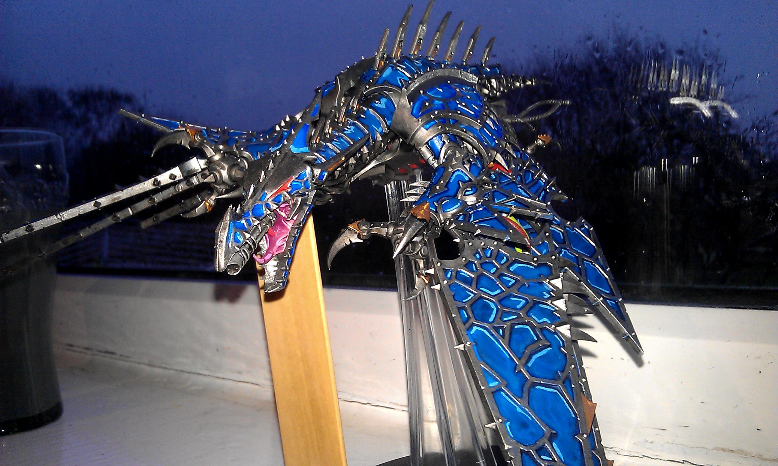 Blue, Chaos, Flyer, Heldrake, Painted, Size, Space Marines