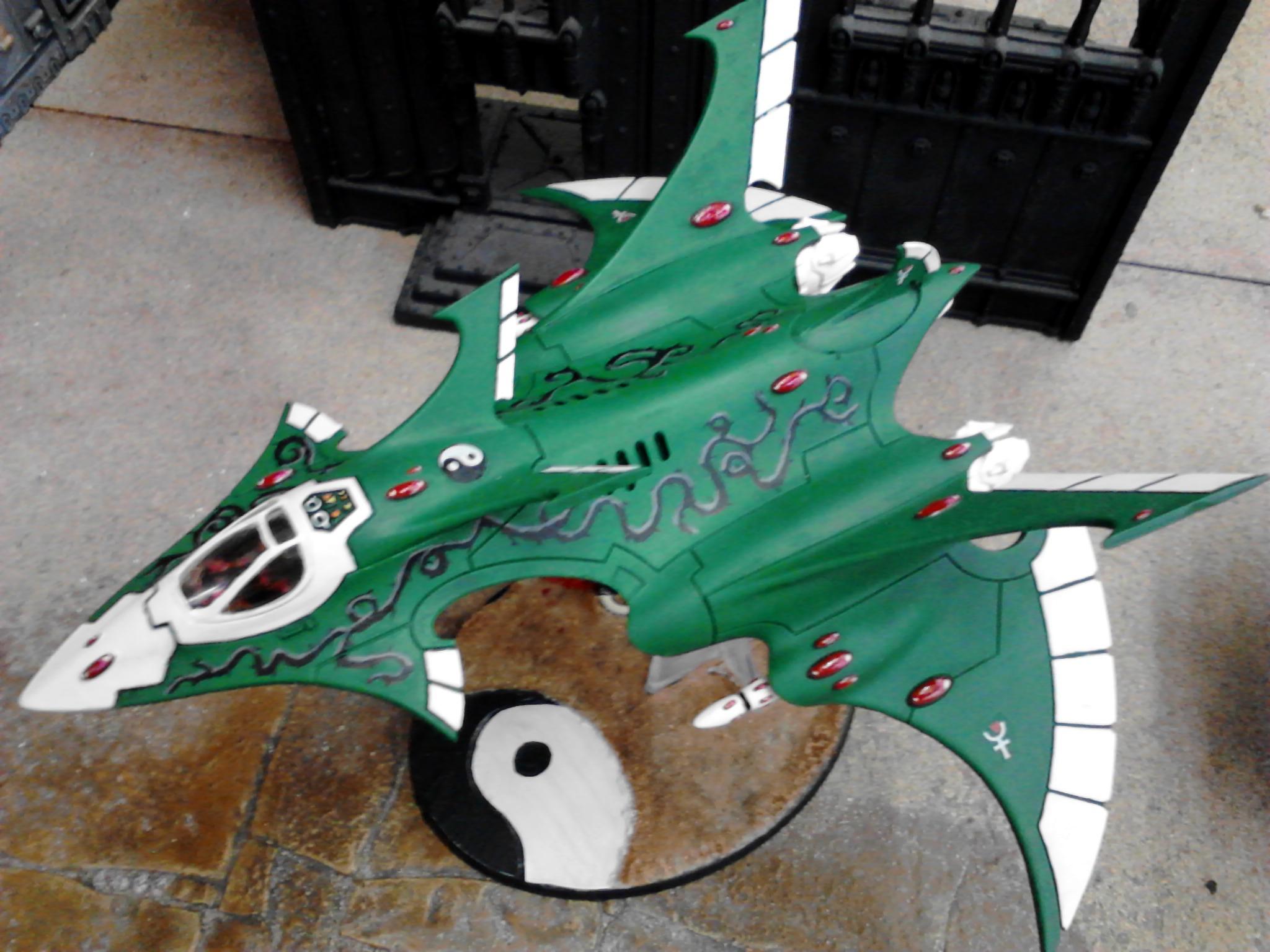 Biel Tan, Crimson Hunter, Eldar, Flyer, Green, Plane, Thorns, Yin Yang