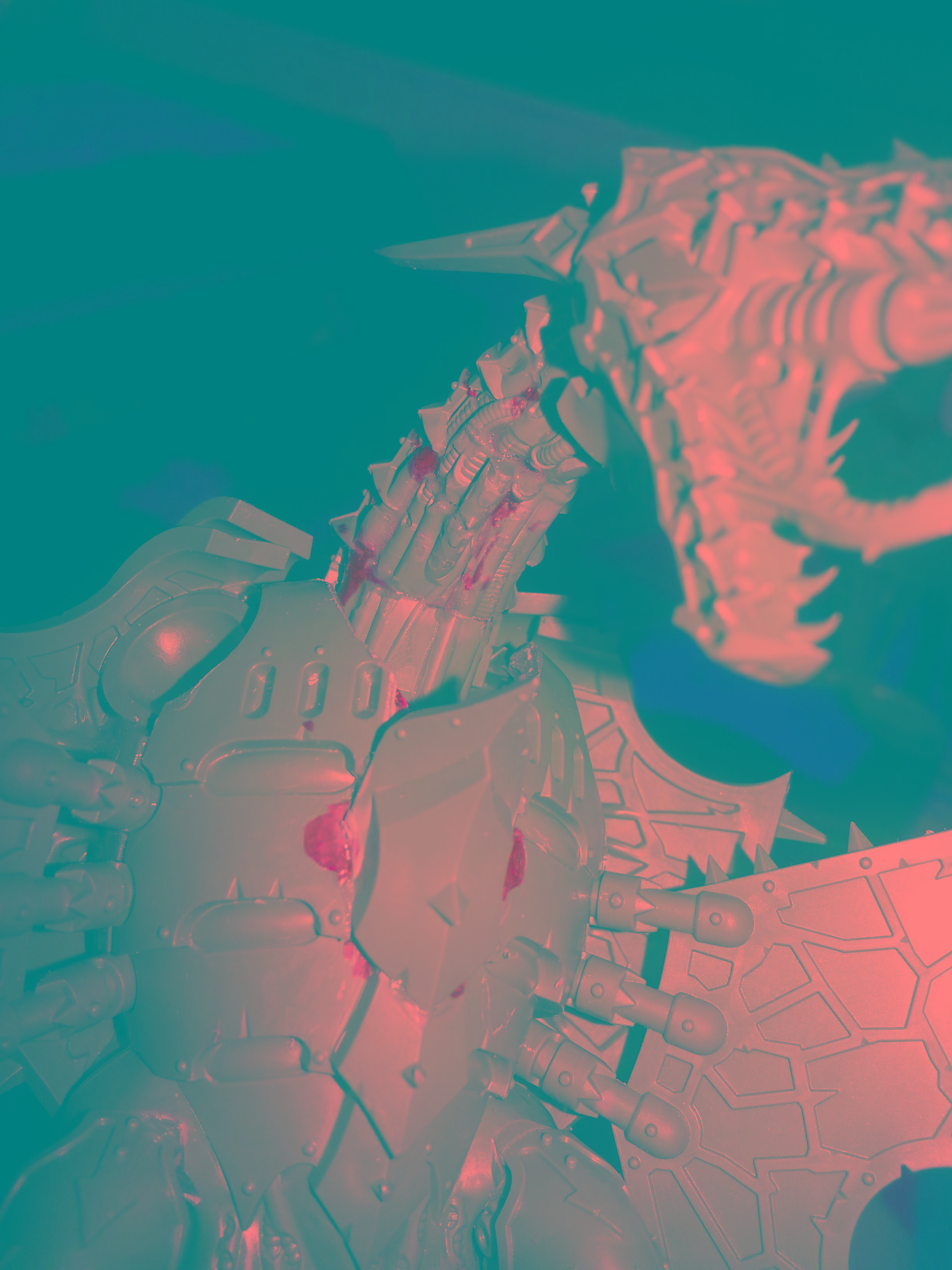Cut into the mount and covered it with the breast plate to open the neck and cover the old mount