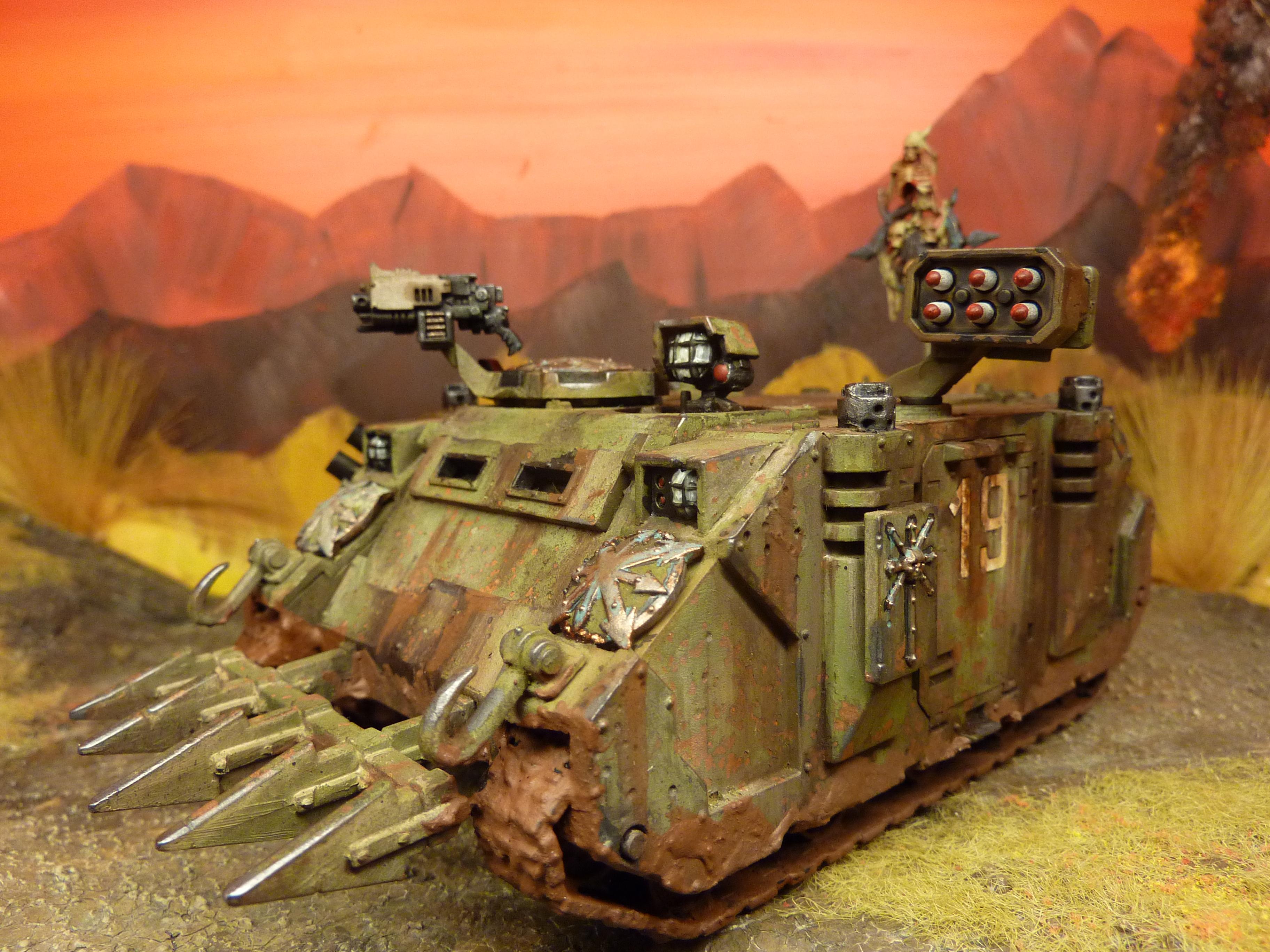 Chaos, Chaos Space Marines, Nurgle, Rhino, Tank, Weathered