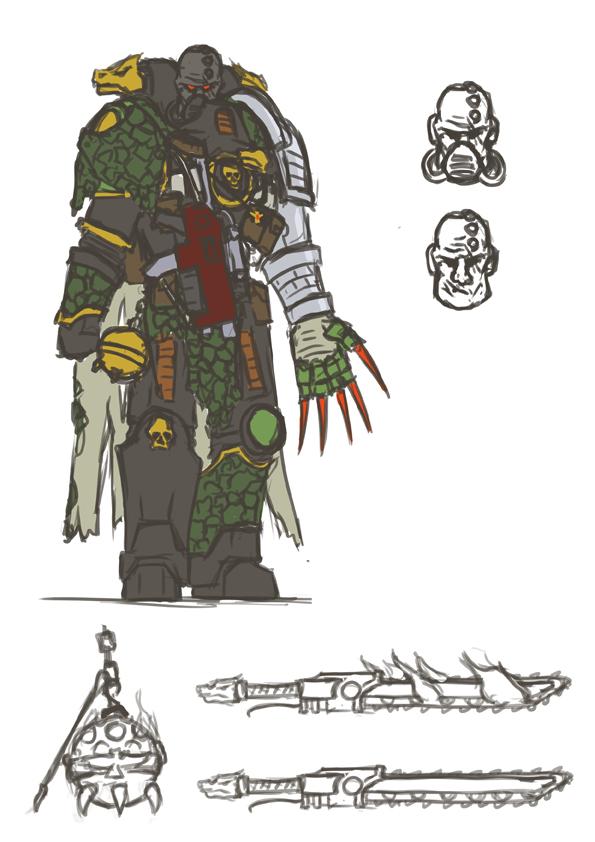 Concept, Deathwatch, Drawing, Salamanders, Warhammer 40,000