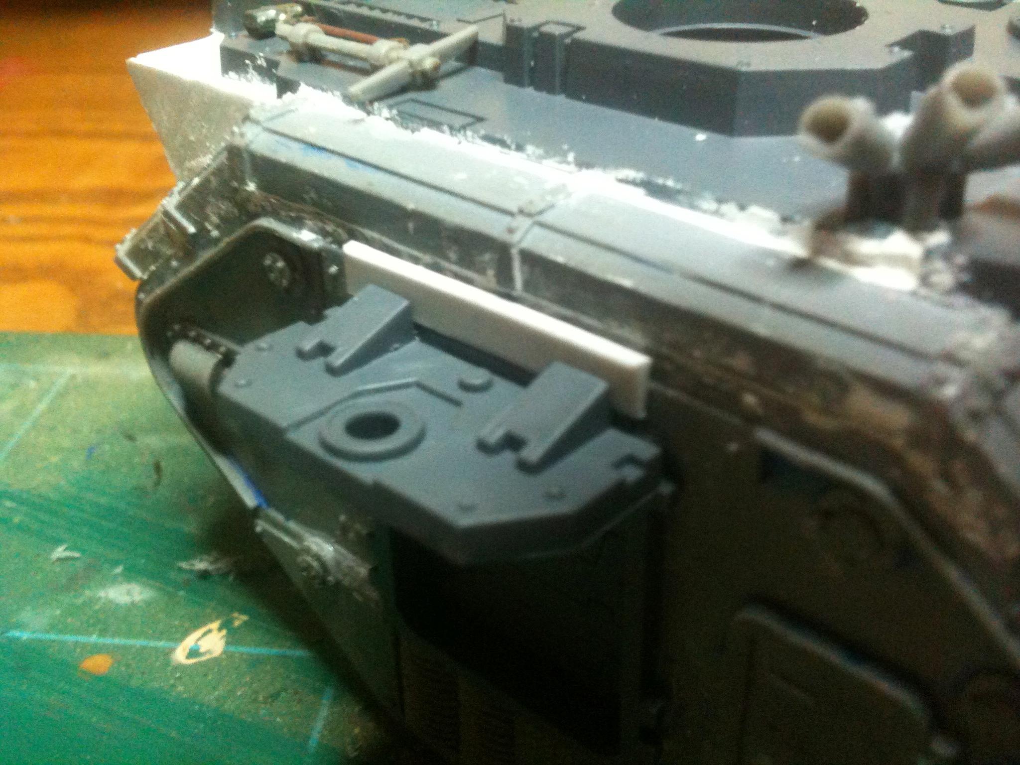 Some plasticard needed cutting to fill a small gap at the top of each sponson , it probably could do with rivets to keep with the look, why does no one in the 41st millenium weld ?