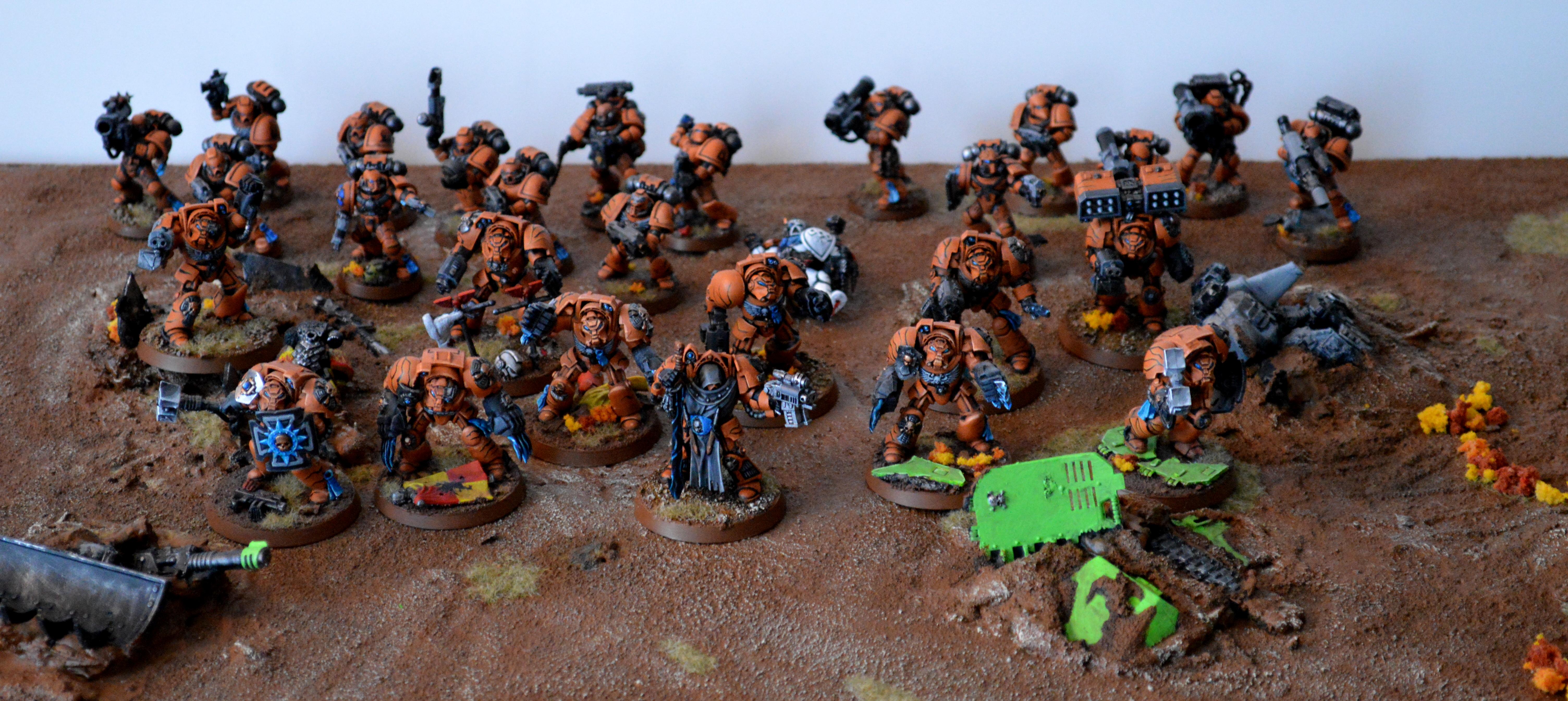 Badab War, Orange, Space Marines, Terminator Armor, Tiger Claws, Warhammer 40,000