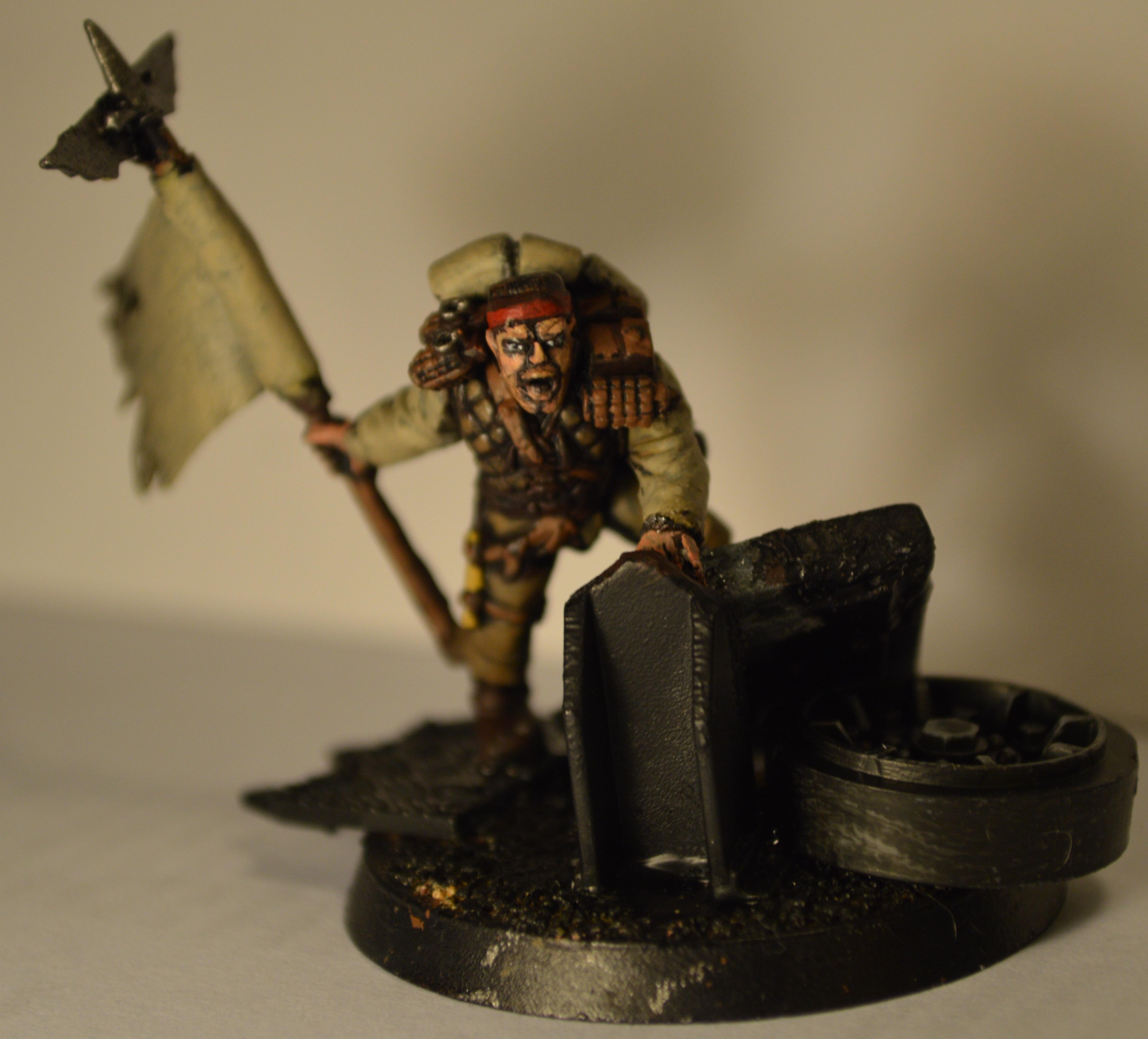 "Thom Smith".  Thom had a young family before the invasion.  Now all he has is a heart full of hate.  Quote: "Kill the Ork"