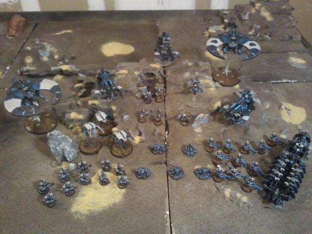 Entire army (10 Warriors and 6 Scarab Swarms not pictured)