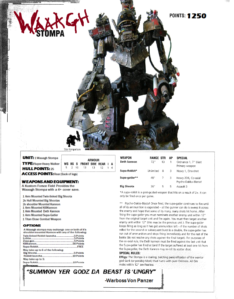 Datasheet, Gargant, Orks, Scratch Build, Stompa, Storm Boy, Titan