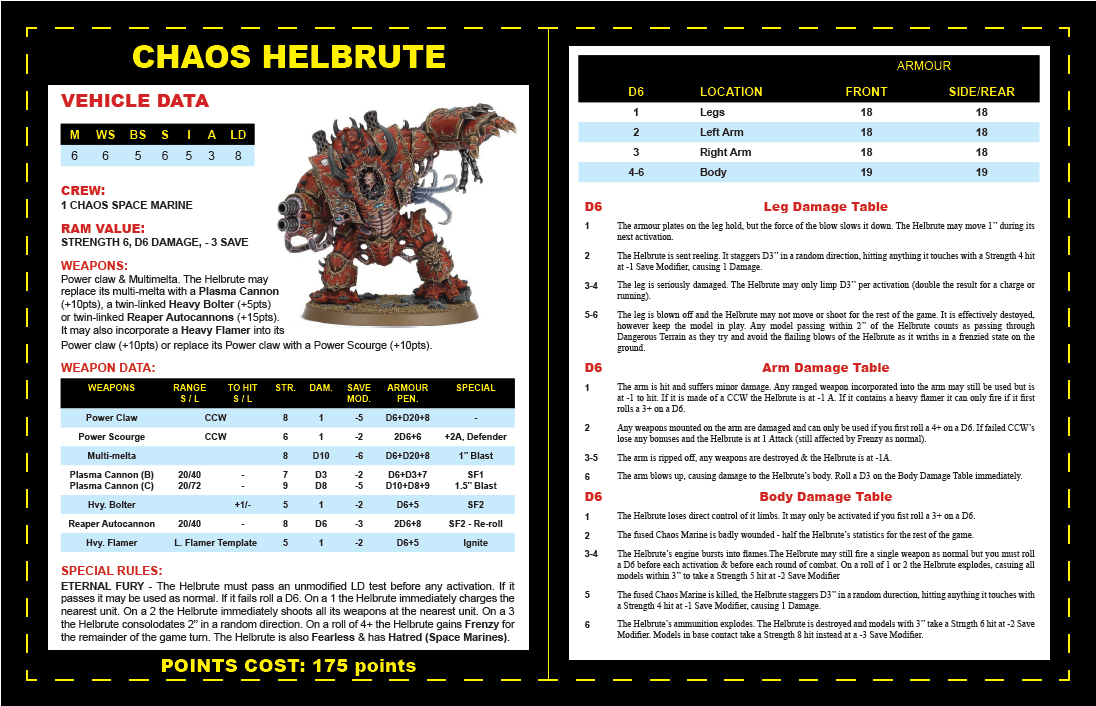 2nd Edition, Chaos Space Marines, Datafax, Helbrute, Logo, Warhammer 40,000