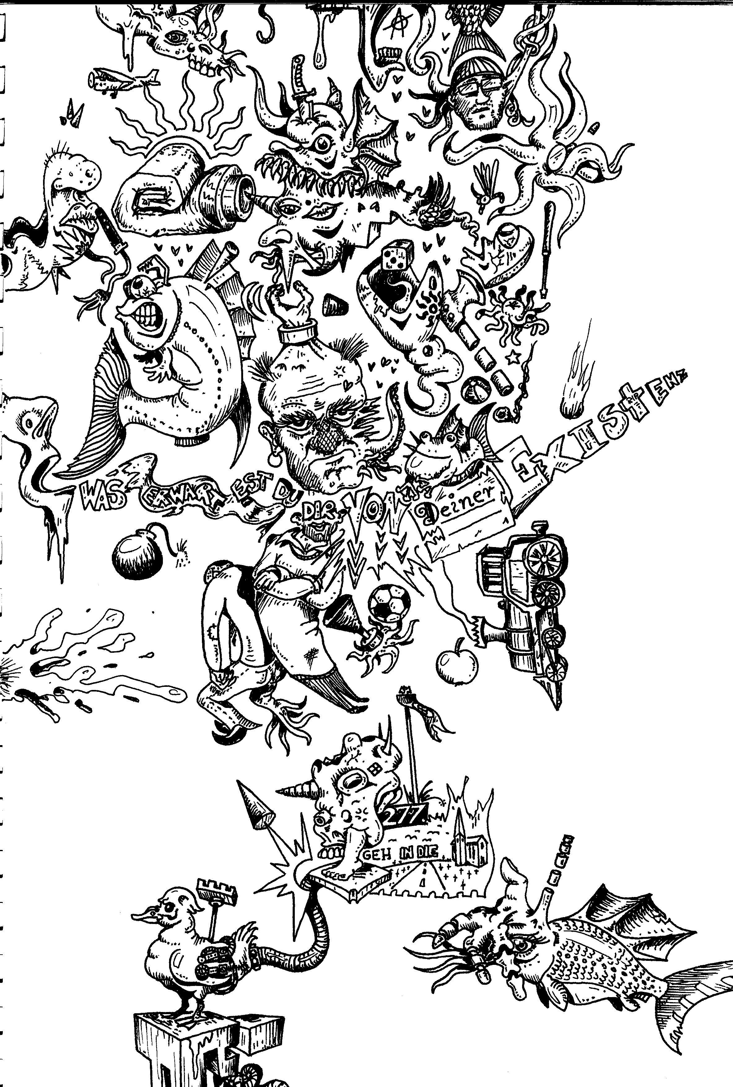 Artwork, Crazy, Drawing, Old, School, Style, Surreal