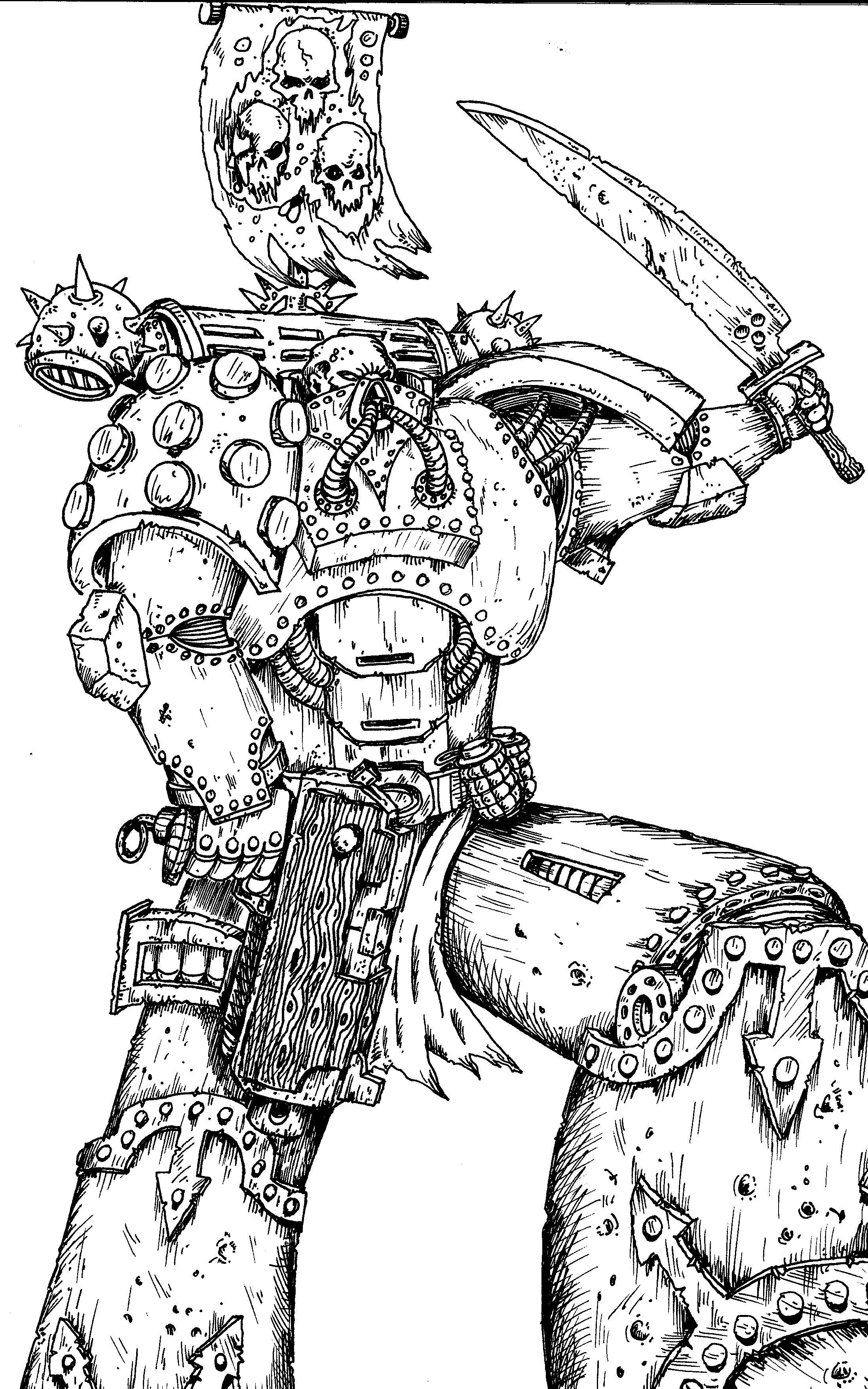 Artwork, Chaos, Chaos Space Marines, Drawing, Gk, Great, Guo, Librarian, Nurgle, Old, School, Space Marines, Style, Unclean