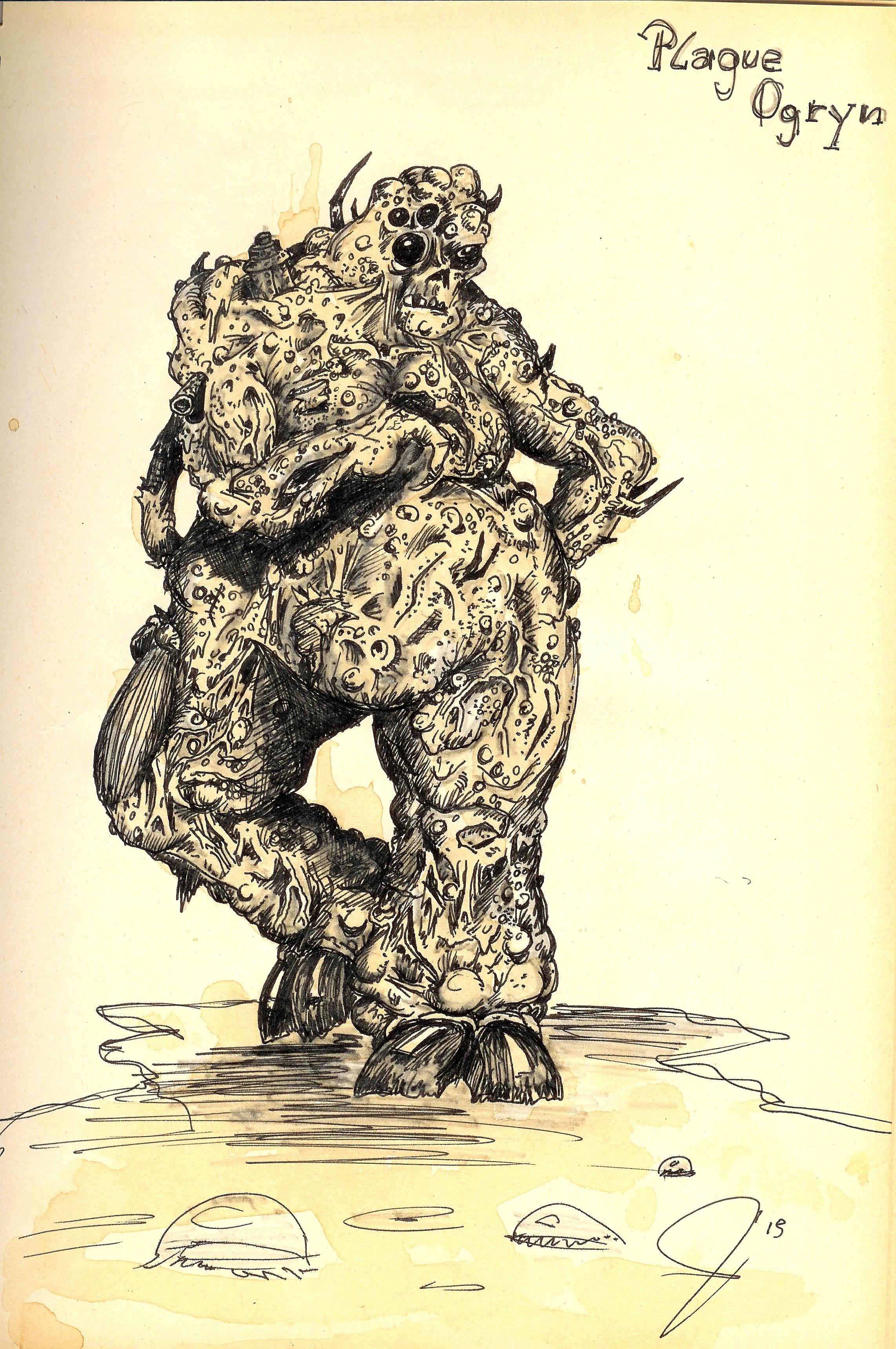 Artwork, Chaos, Chaos Space Marines, Drawing, Gk, Great, Guo, Librarian, Nurgle, Old, School, Space Marines, Style, Unclean
