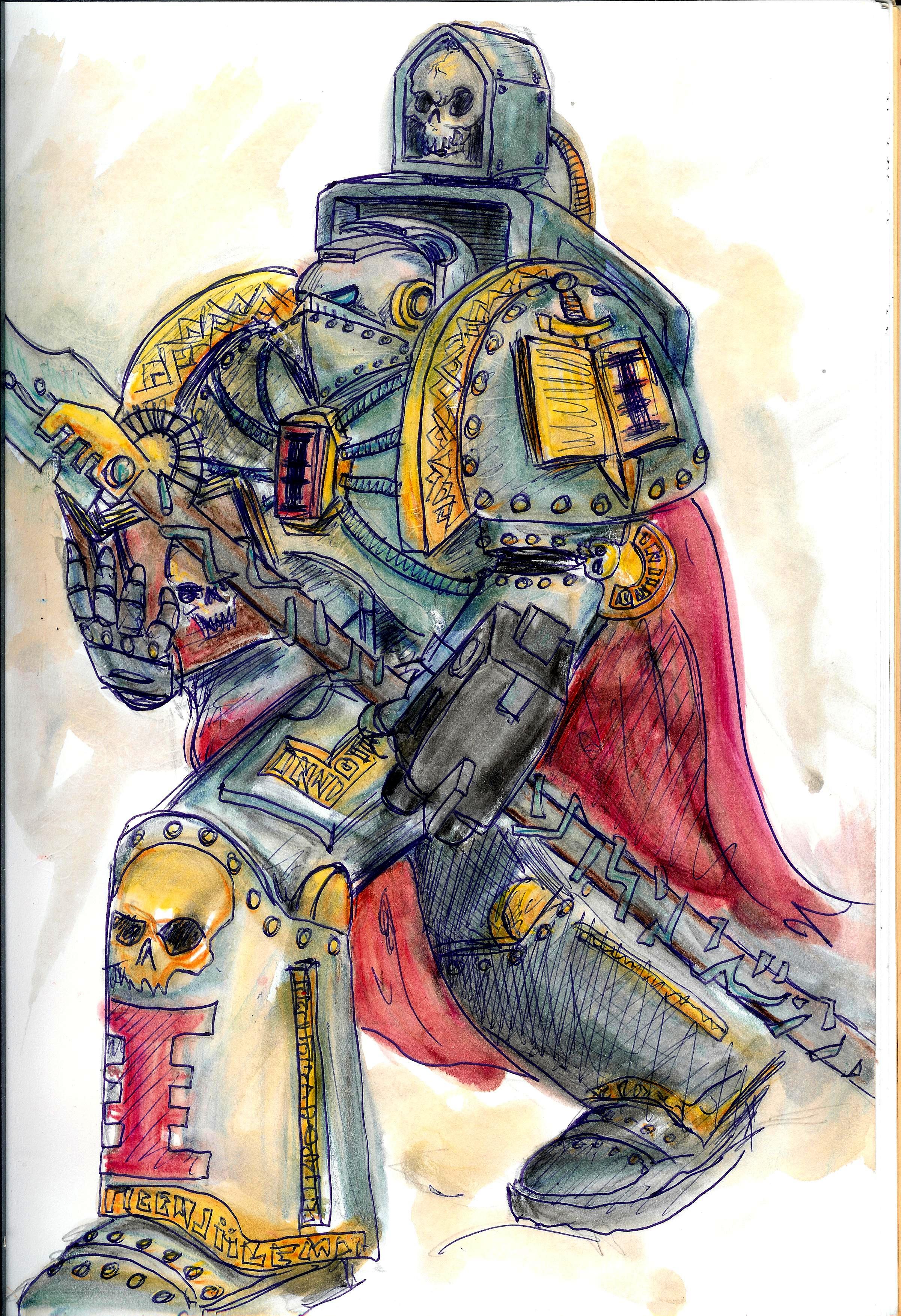 Artwork, Chaos, Chaos Space Marines, Drawing, Gk, Great, Guo, Librarian, Nurgle, Old, School, Space Marines, Style, Unclean