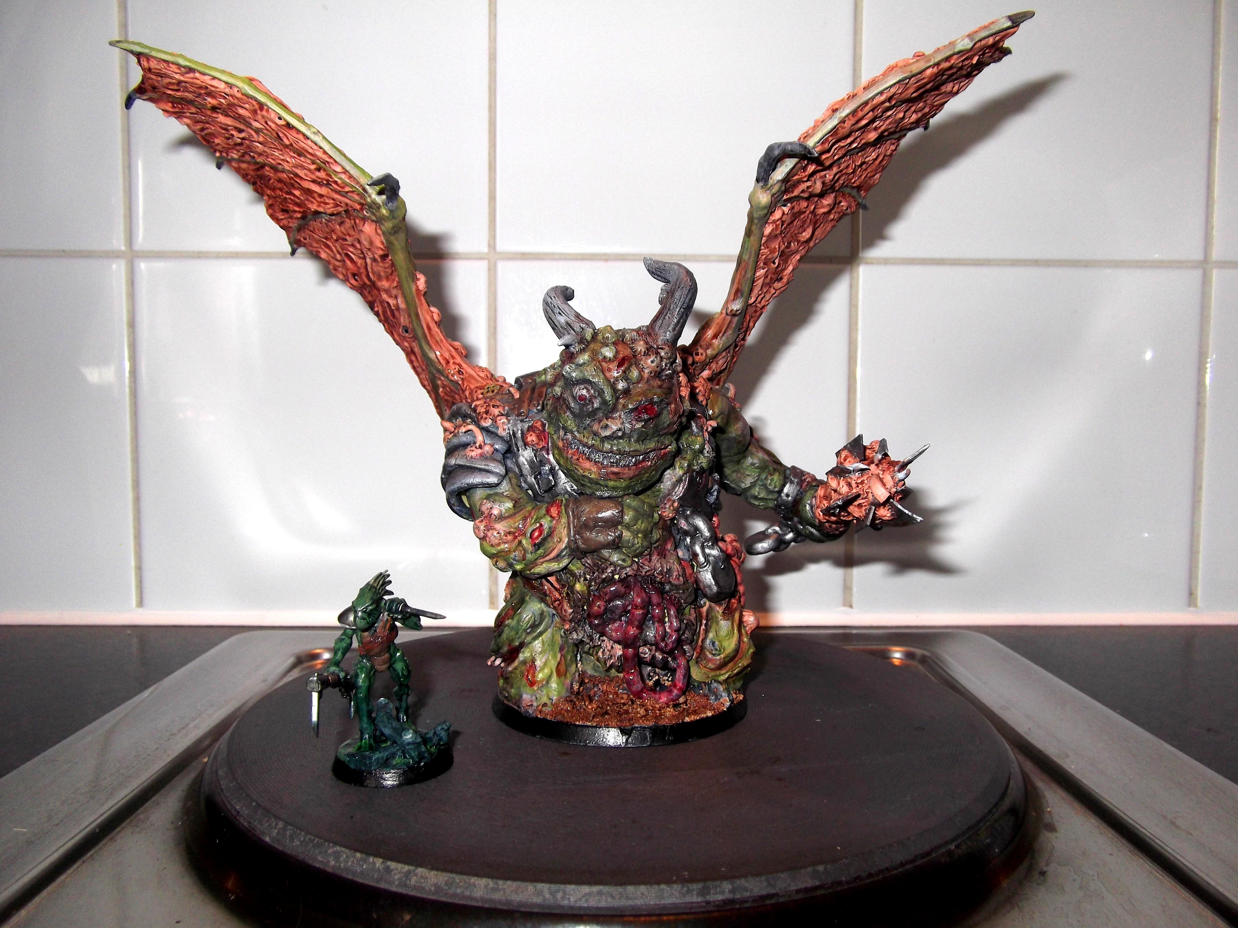Black Mace, Chaos, Conversion, Daemon Prince, Daemons, Nurgle, Scratch Build, Sculpted, Sculpting, Warhammer 40,000, Winged