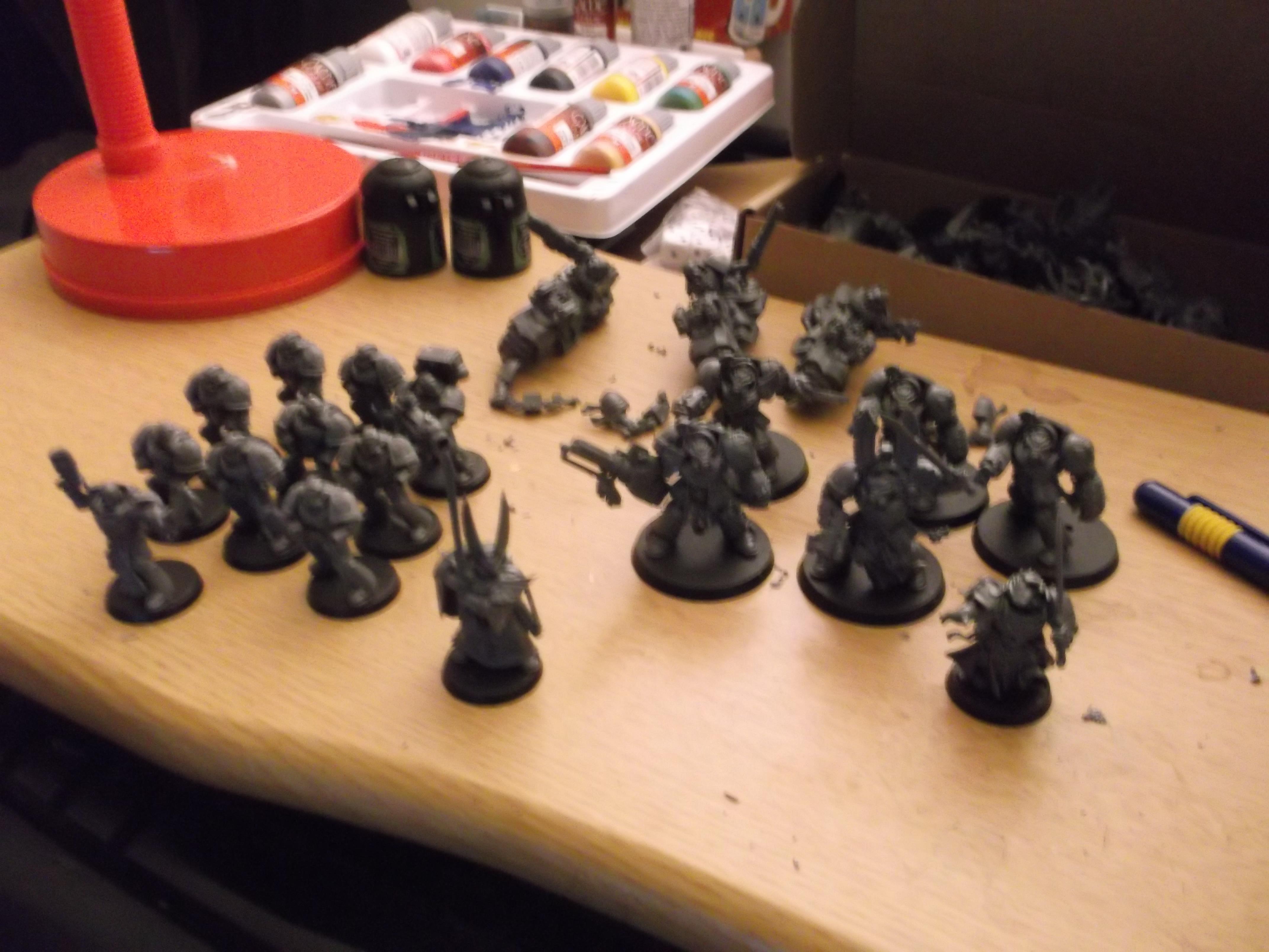 Space Marines, mostly done, just need to get backpacks and bolters ready