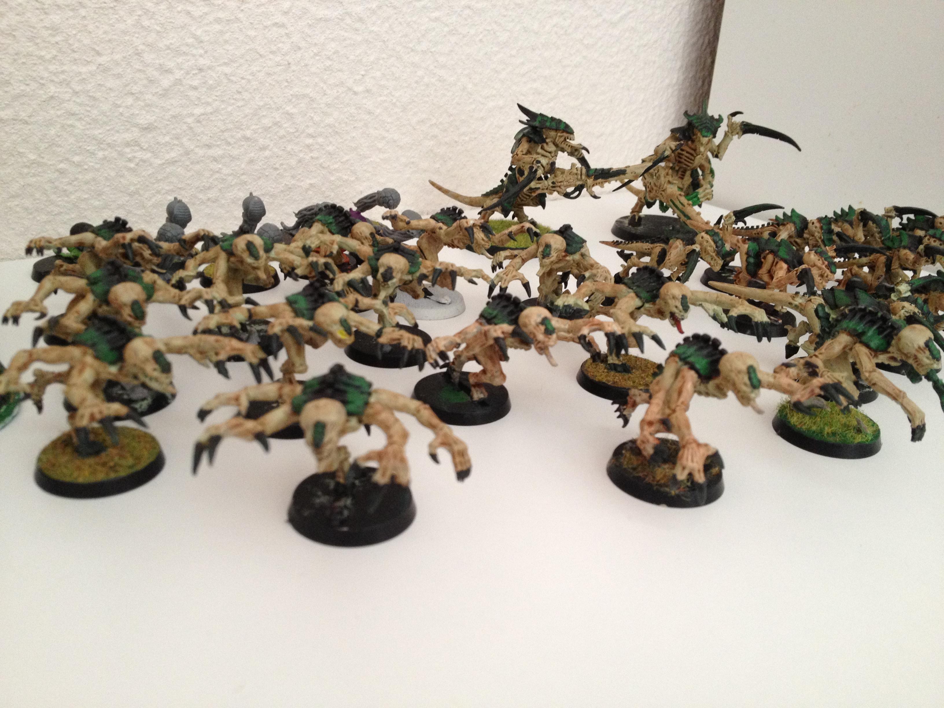 Warriors with Genestealers and Hormagaunts in the back
