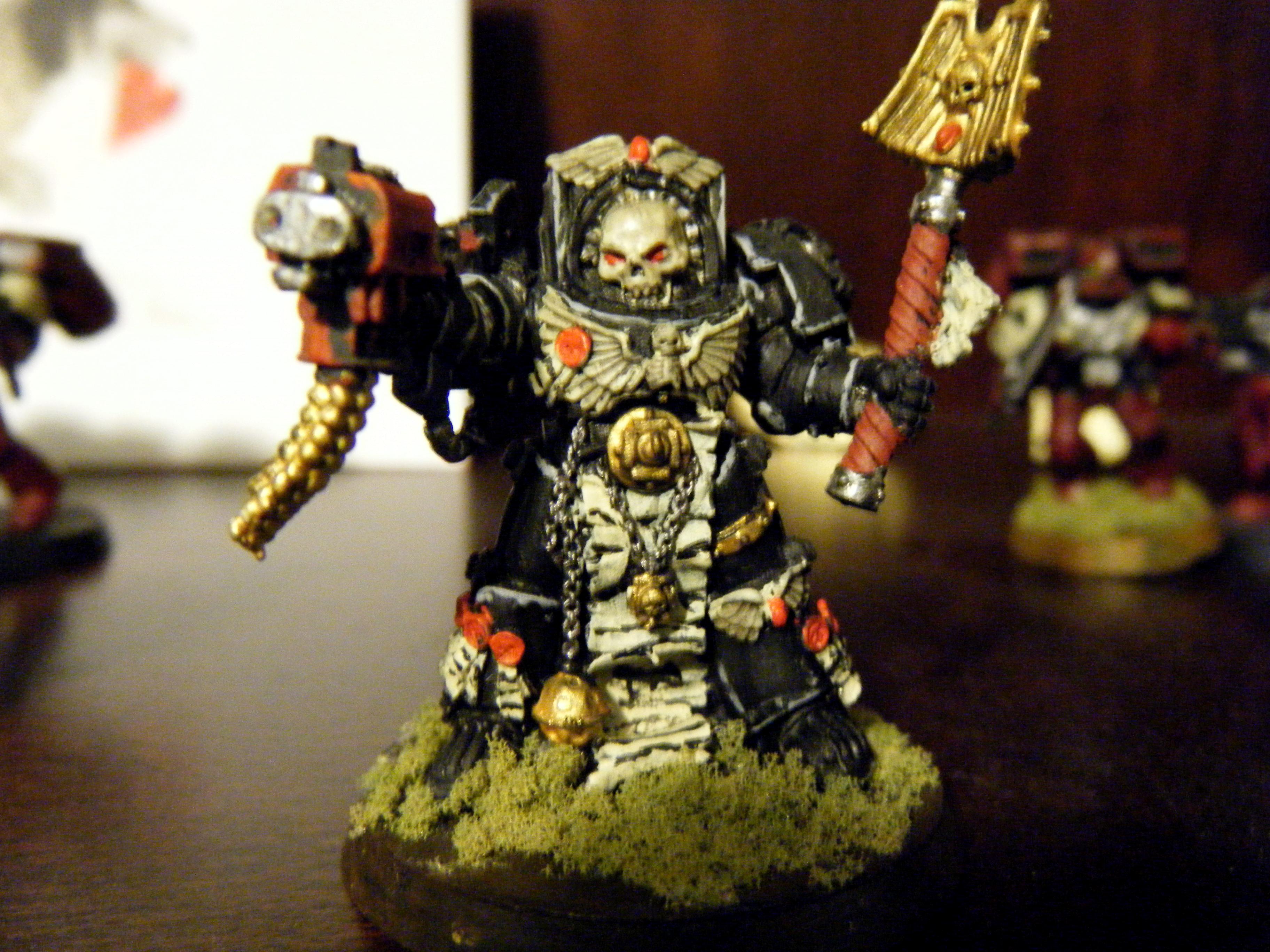 Blood Ravens, Bone, Chaplain, Crozius, Headquarters, Highlighting, Space Marines, Storm Bolter, Terminator Armor, W40k, Warhammer 40,000